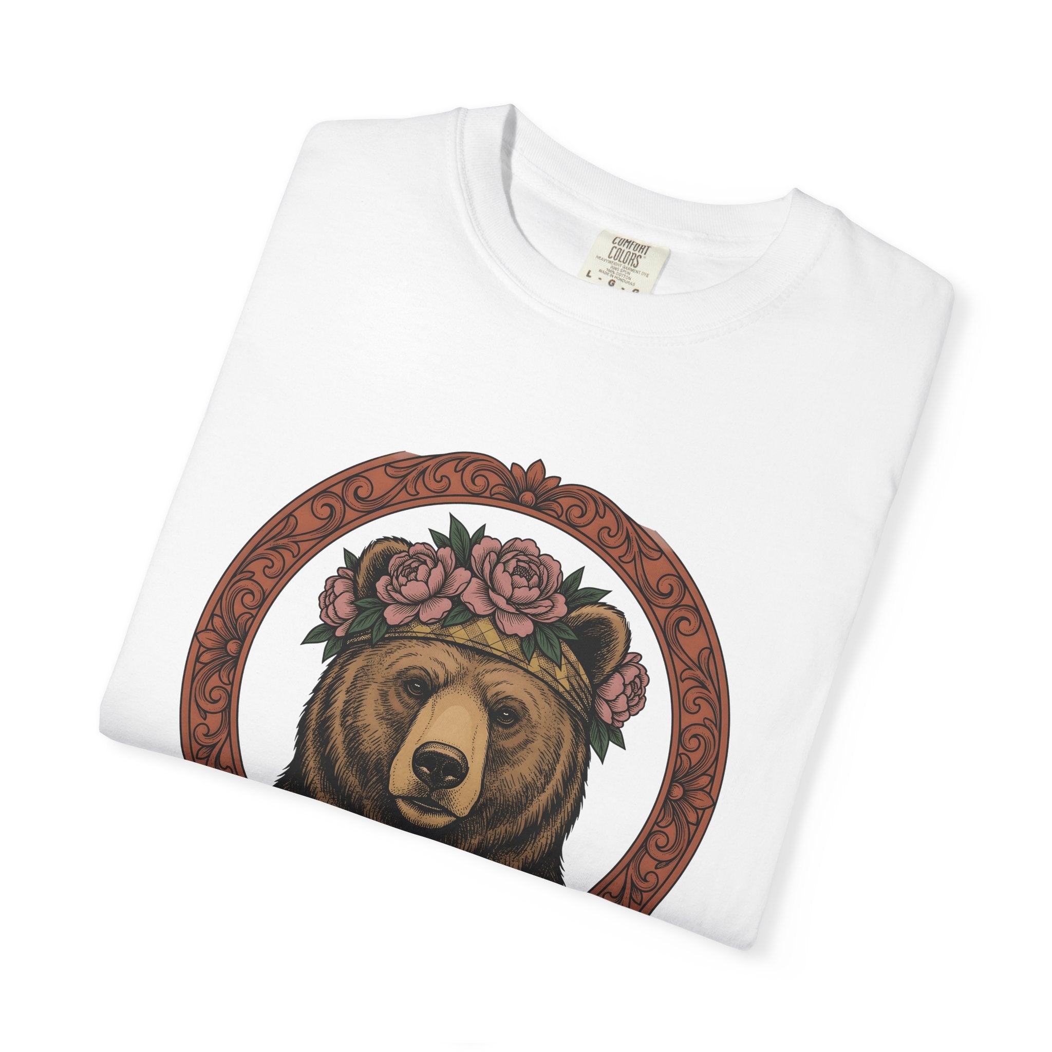 Bear Floral Crown Shirt Animals & Flowers Nature Gift Women Boho Tee Bear T-Shirt Wildlife Fan Bohemian Tshirt Environmental Graphic Vintage