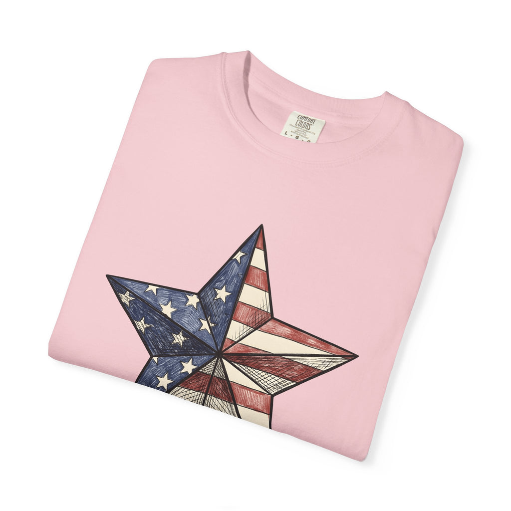 Star Emblem Shirt America Heritage Gift Women Cartoon Tee Symbol T-Shirt American Fan Emblem Tshirt Heritage Graphic Rustic Pennant Tshirt