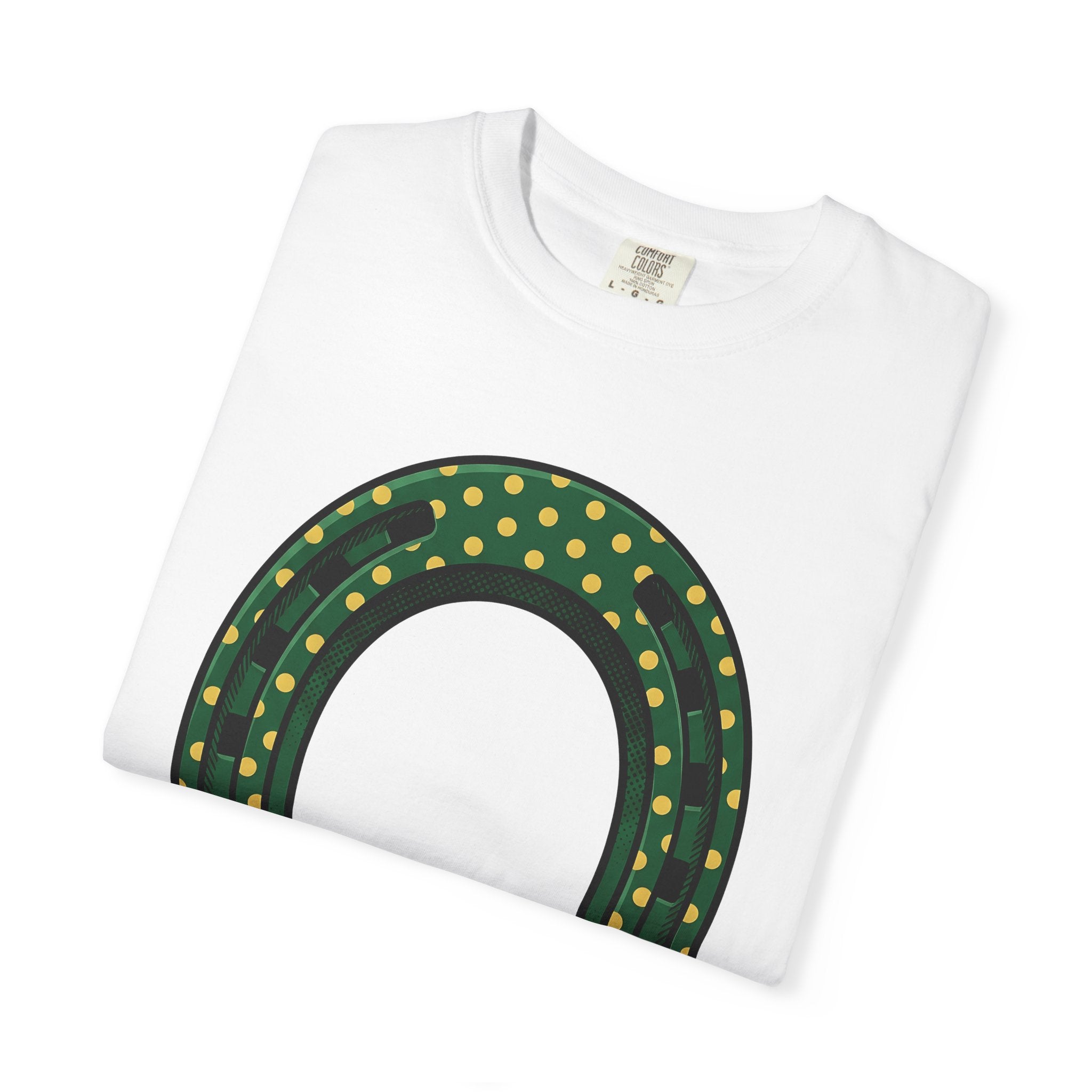 Lucky Horseshoe Shirt St Patrick's Day Amulet Gift Women Hand Drawn Tee Horseshoe T-Shirt St Patricks Fan Hand Drawn Tshirt Charm Graphic