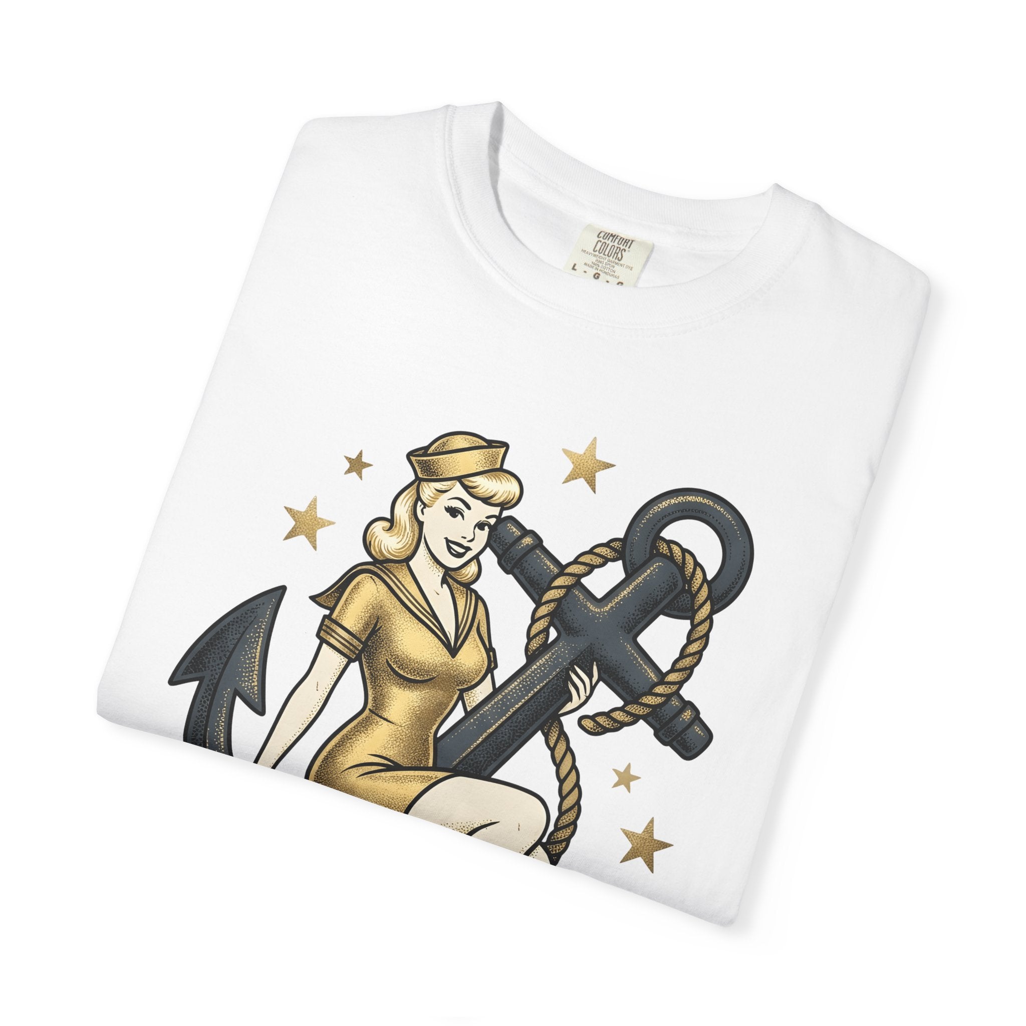 Sailor Pinup Shirt Pinup Ocean Gift Women Sketch Tee Pinup Girl T-Shirt Pinup Fan Drawing Graphic Classic Tattoo Boat Anchor Tshirt