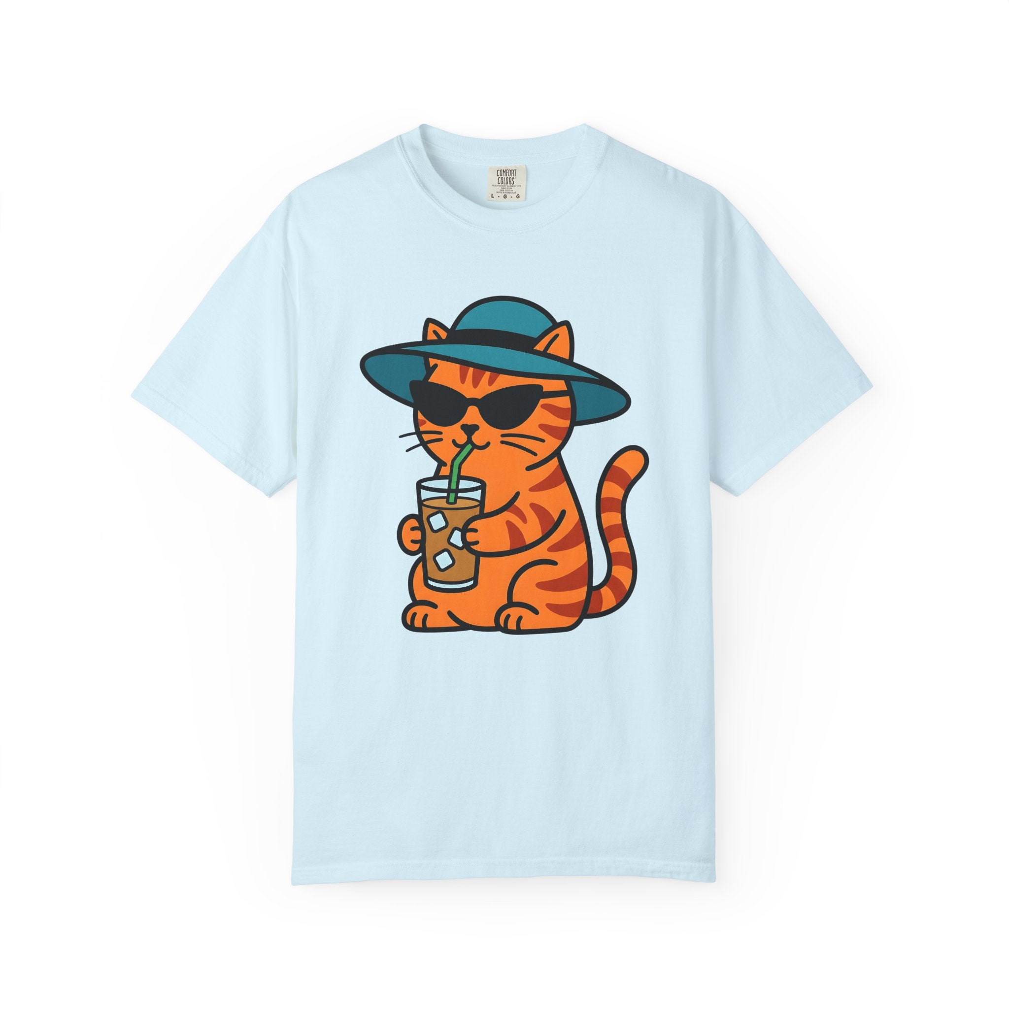Cat Shades Shirt Animals Beach Gift Women Comic Tee Sunglasses T-Shirt Pet Fan Cartoon Tshirt Coastal Graphic Chibi Cold Brew Tshirt