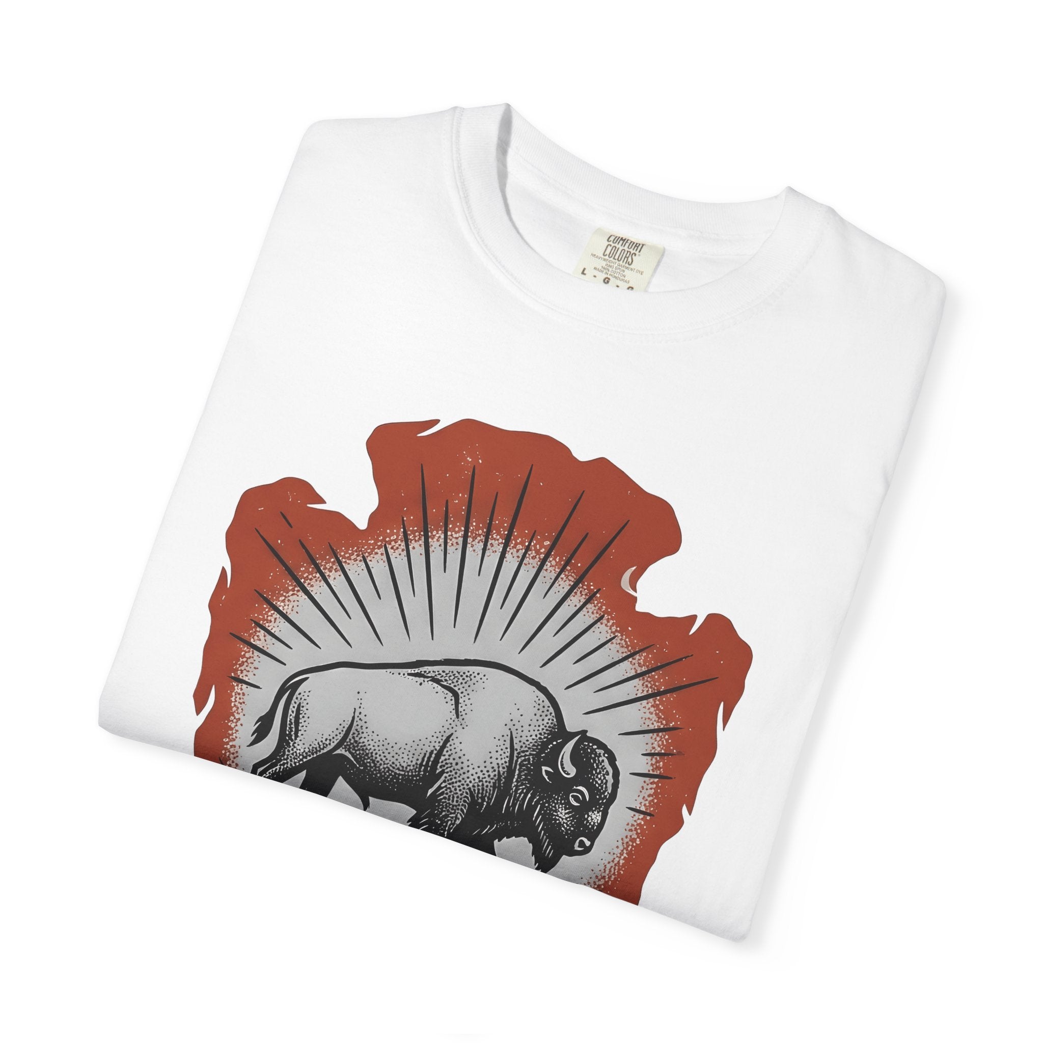 Buffalo Design Shirt Animal Wilderness Gift Women Retro Tee Bison T-Shirt Wildlife Fan Bison Graphic Tshirt Sketch Spearhead Tshirt