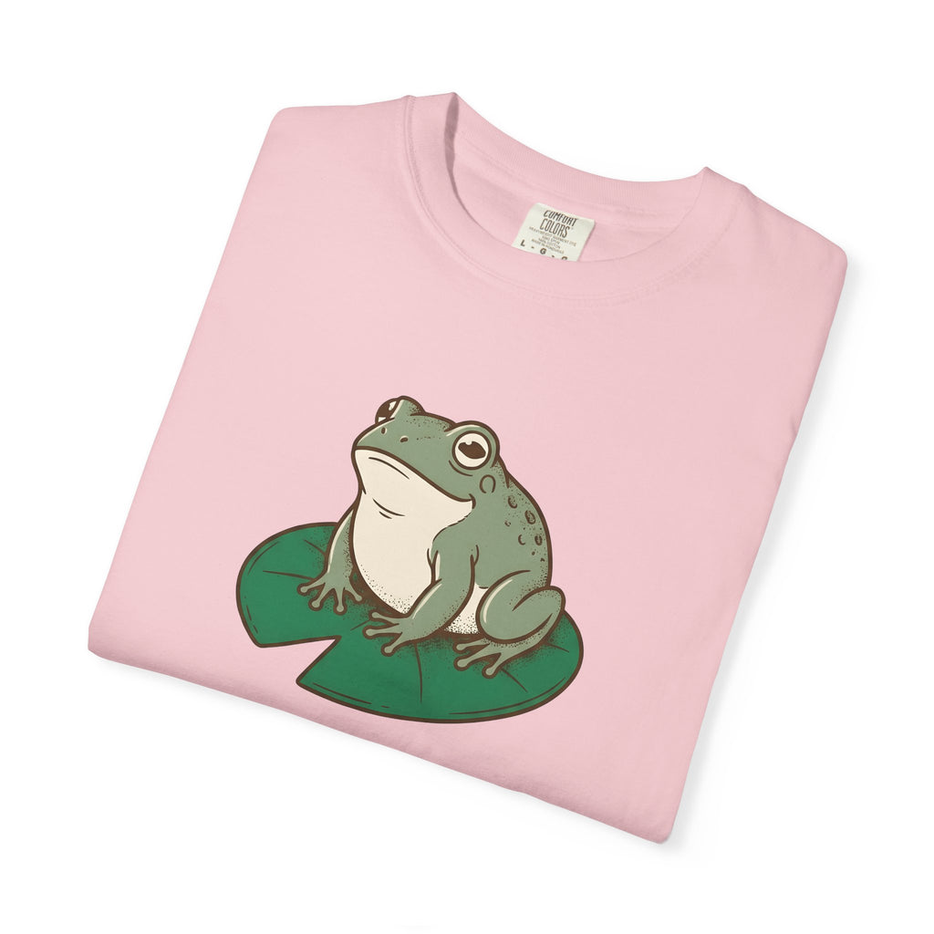 Frog Water Lily Shirt Valentines Wildlife Gift Women Comic Tee Toad T-Shirt Valentine Fan Cartoon Tshirt Animal Graphic Retro Plant Tshirt