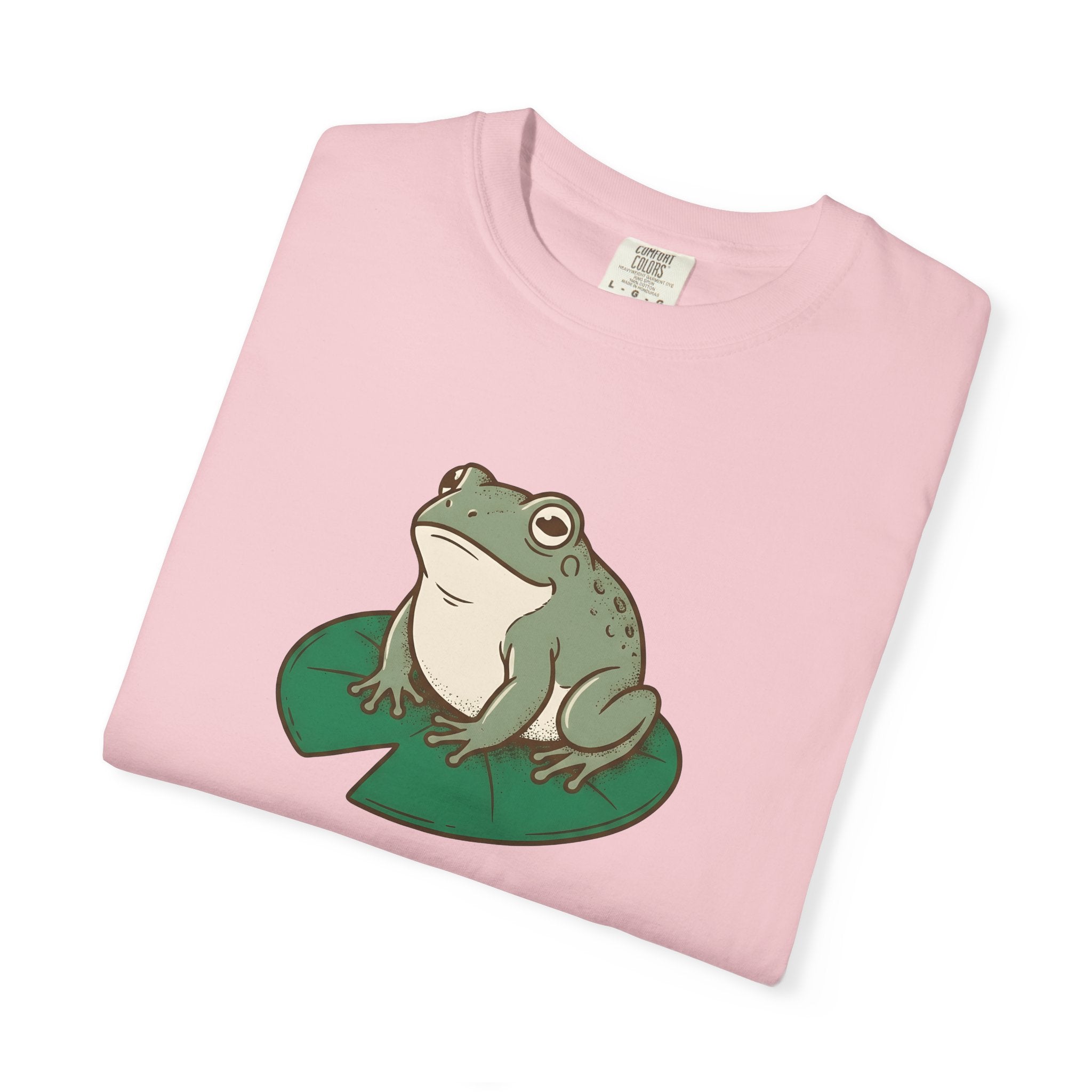 Frog Water Lily Shirt Valentines Wildlife Gift Women Comic Tee Toad T-Shirt Valentine Fan Cartoon Tshirt Animal Graphic Retro Plant Tshirt