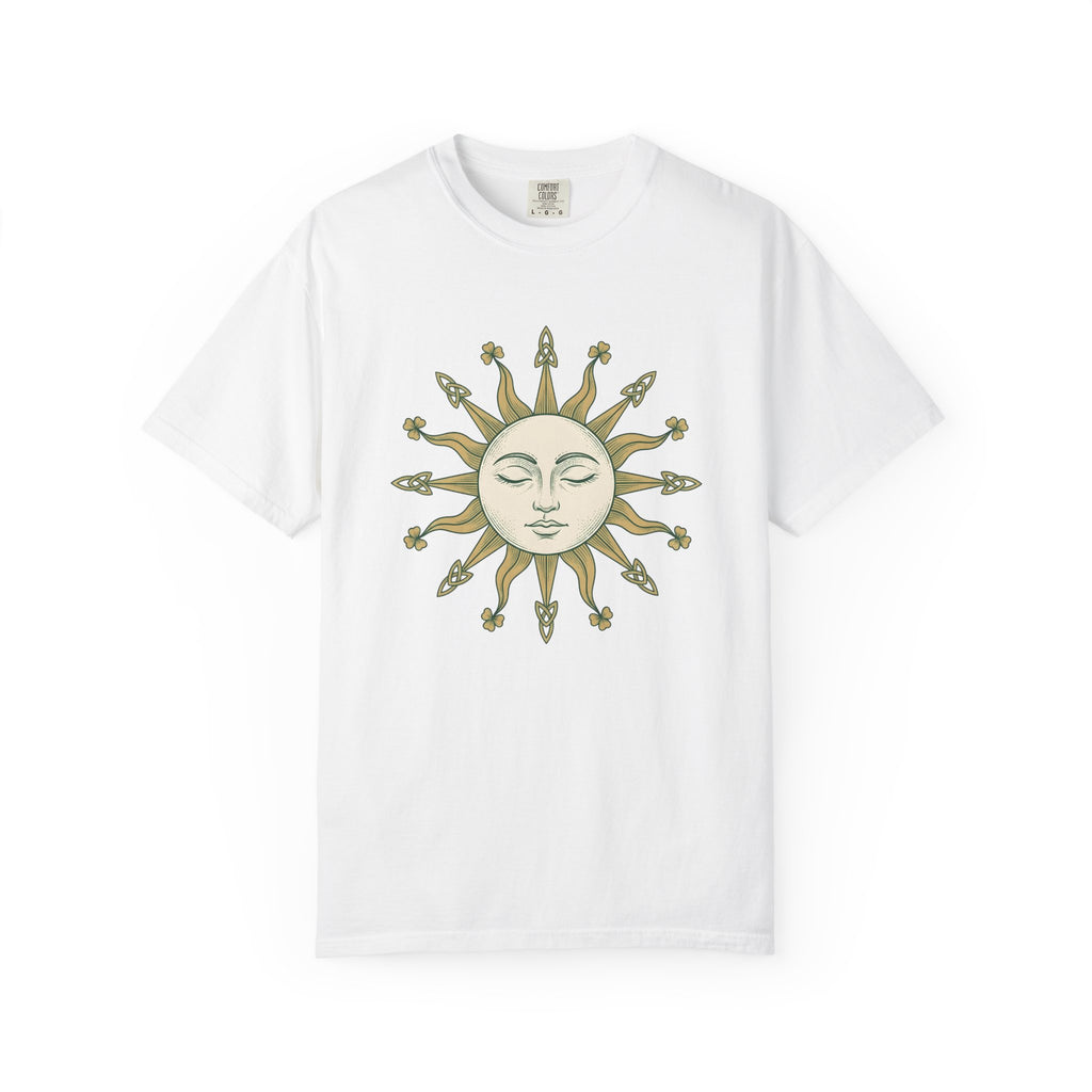 Sun Face Shirt St Patrick's Day Celestial Gift Women Boho Tee Sun T-Shirt Shamrock Fan Galaxy Graphic Tshirt Vintage Shamrock Tshirt