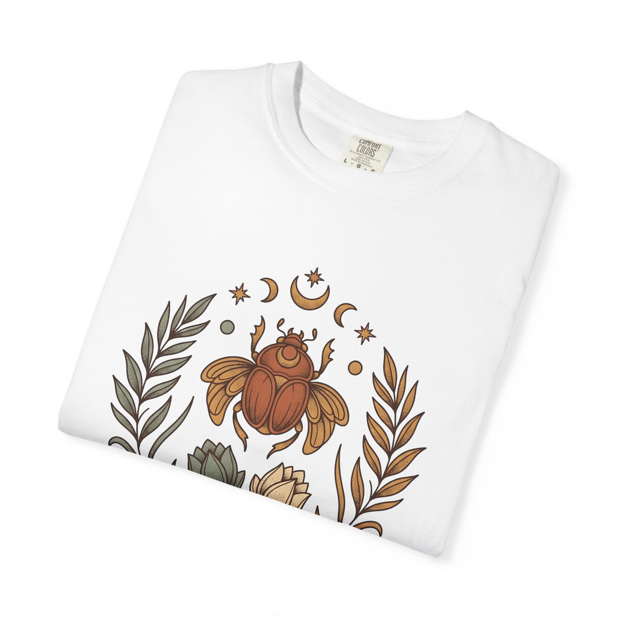Scarab Beetle Shirt Boho Chic Spiritual Gift Women Boho Tee Beetle T-Shirt Bohemian Fan Hippie Tshirt Mystical Graphic Vintage Crescent Moon