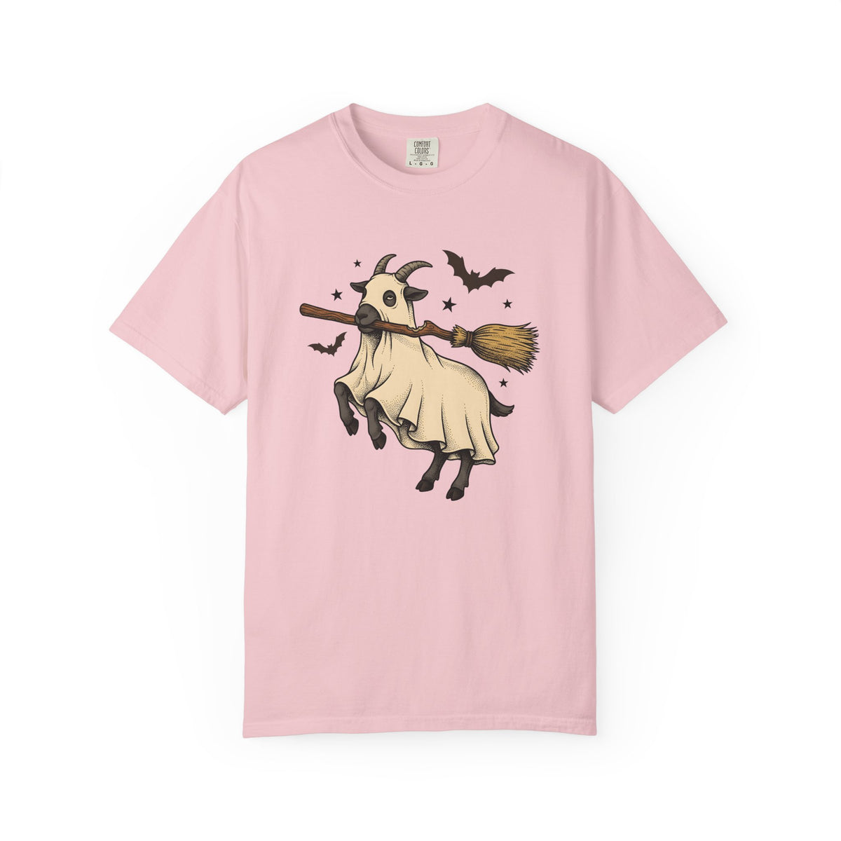 Goat Mask Shirt Halloween Barnyard Gift Women Old School Tee Animal Mask T-Shirt Horror Fan Creepy Tshirt Farm Graphic Pen Illustration