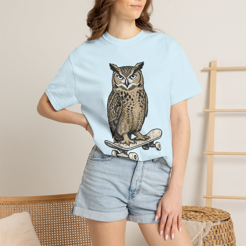 Owl Skateboarding Shirt Sports Wildlife Gift Women Sketch Tee Owl T-Shirt Athlete Fan Hoot Illustration Graphic Retro Creature Tshirt