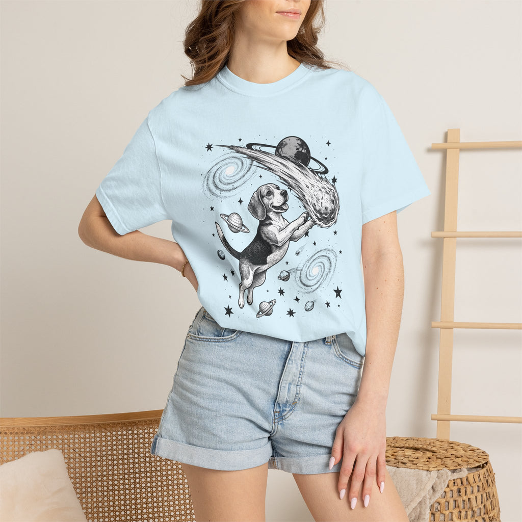 Beagle Rocket Shirt Dog Cosmos Gift Women Retro Tee Hound T-Shirt Dog Fan Vintage Tshirt Galaxy Graphic Line Art Space Rock Tshirt