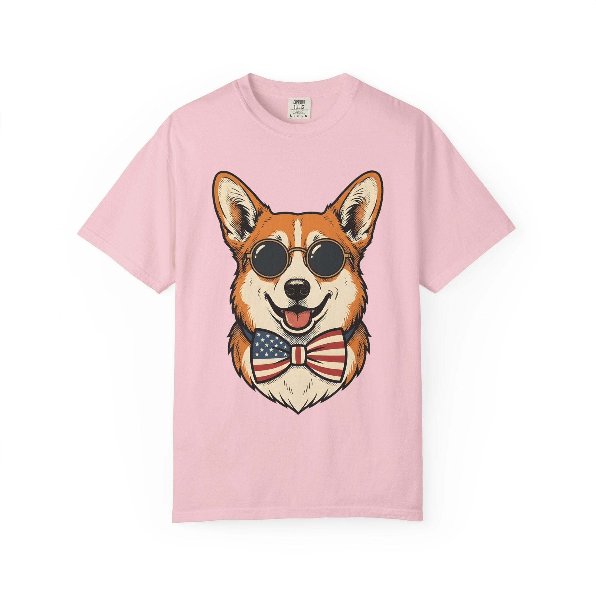 Corgi Puppy Shirt Dog Independence Gift Women Comic Tee Puppy T-Shirt Dog Fan Cartoon Tshirt Freedom Graphic Retro Shades Tshirt