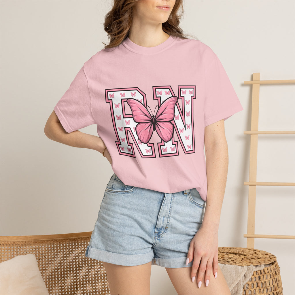 Butterfly Lettering Shirt Nurses Garden Gift Women Thick Tee Typography T-Shirt Nurse Enthusiast Handwriting Tshirt Gardening Graphic