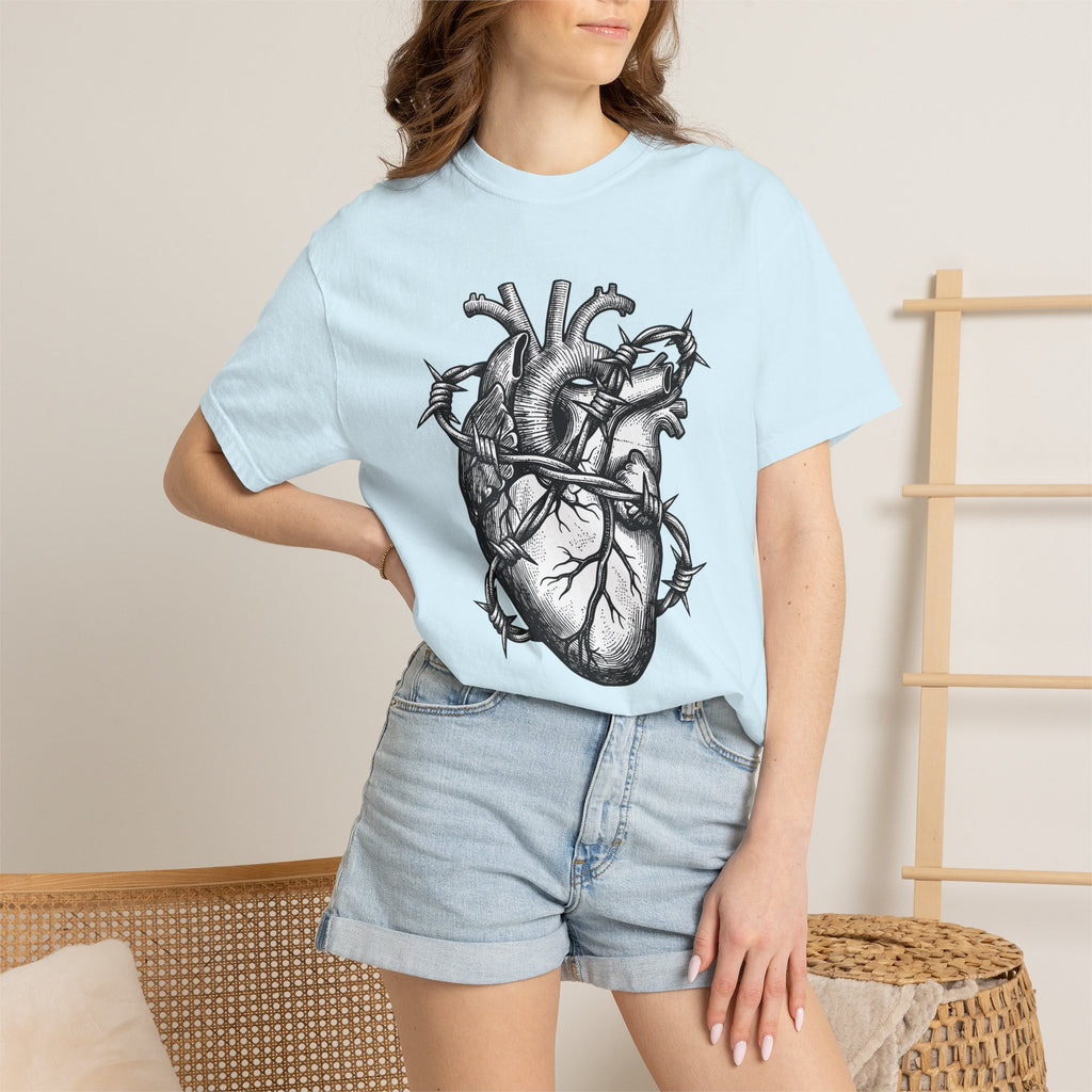 Human Heart Shirt Anatomical Heart Dark Gift Women Ink Tee Heart T-Shirt Cardiac Enthusiast Tattoo Tshirt Gothic Graphic Retro Wire Tshirt