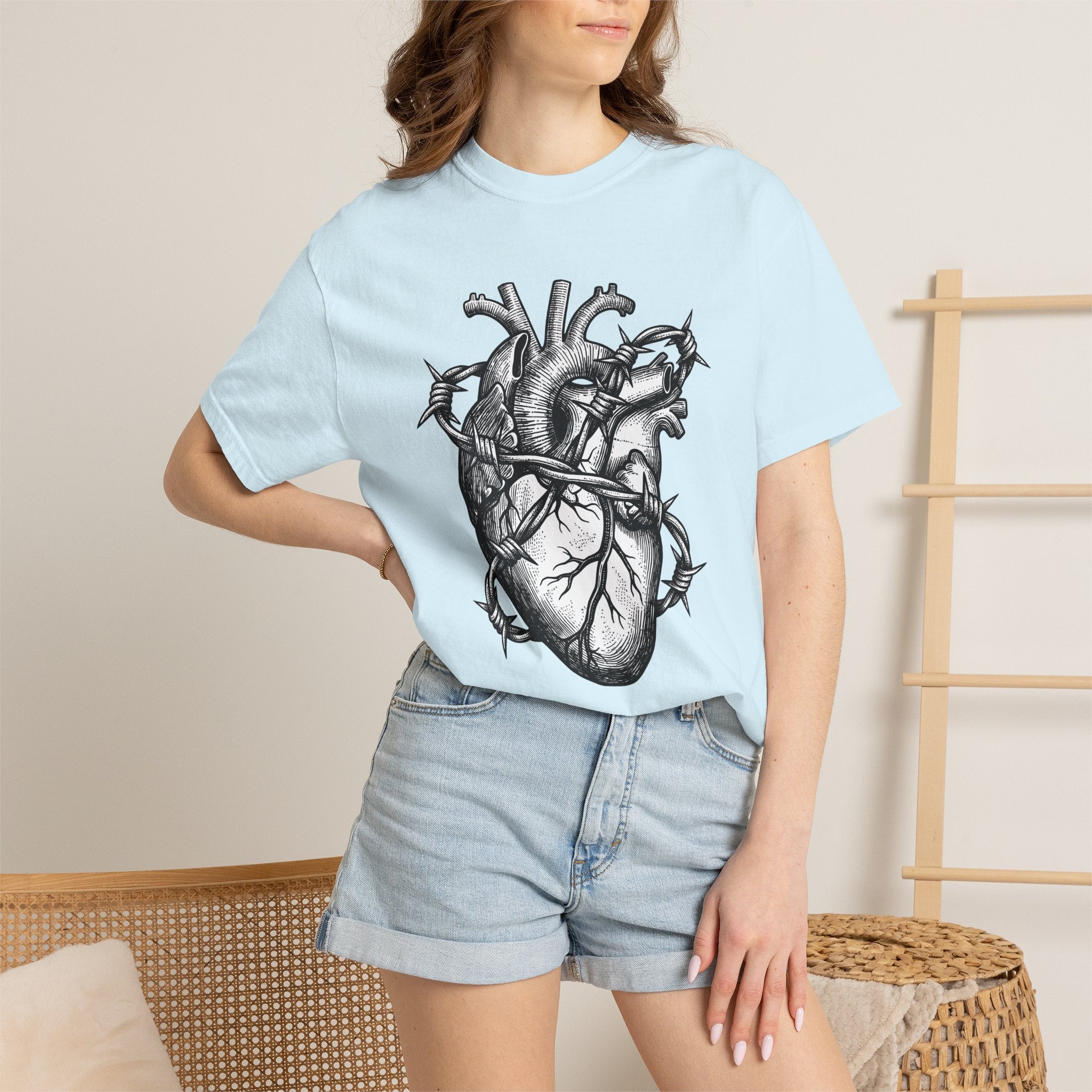 Human Heart Shirt Anatomical Heart Dark Gift Women Ink Tee Heart T-Shirt Cardiac Enthusiast Tattoo Tshirt Gothic Graphic Retro Wire Tshirt