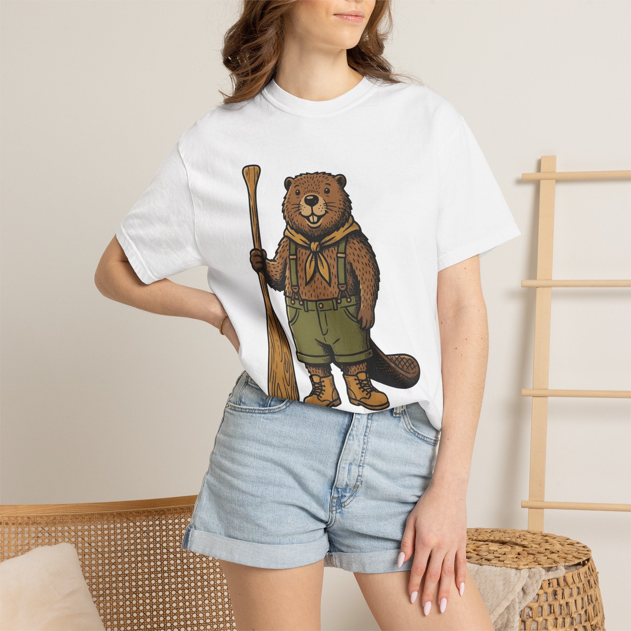 Beaver Rv Shirt Animals Hiking Gift Women Antique Tee Camper T-Shirt Wildlife Fan Vintage Tshirt Trekker Graphic Doodle Kayak Paddle Tshirt