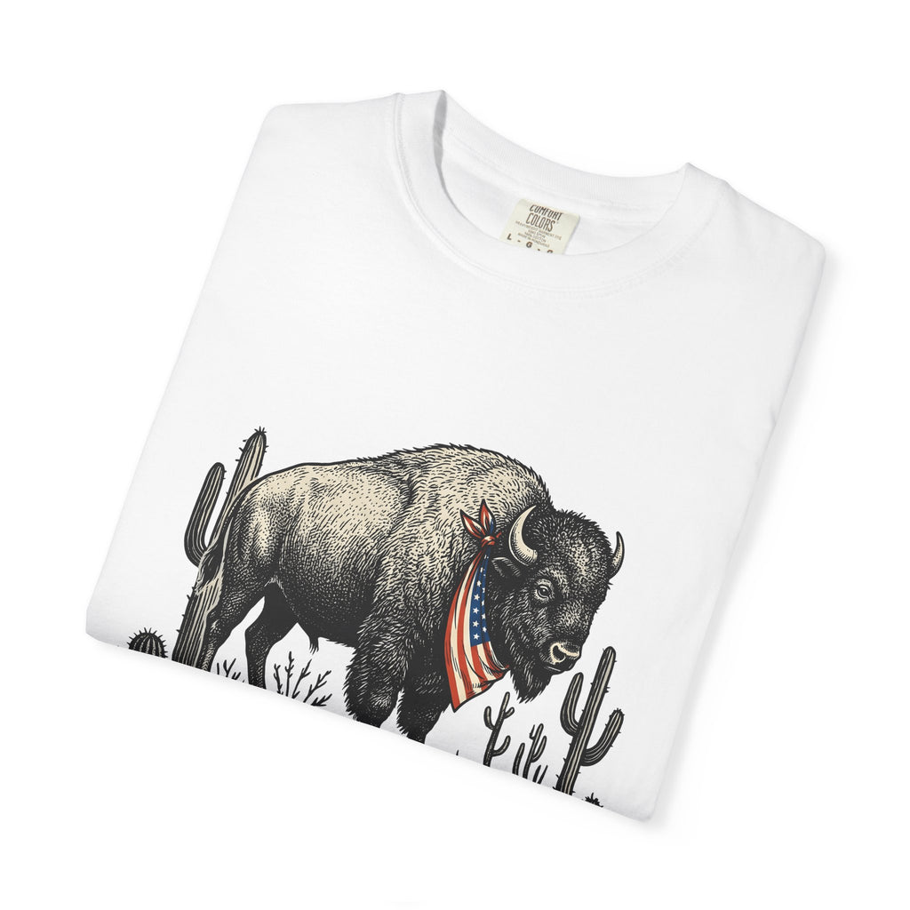 Bison Drawing Shirt America Ranch Gift Women Old School Tee Buffalo T-Shirt American Fan Vintage Tshirt Ranch Graphic Line Art Prickly Pear