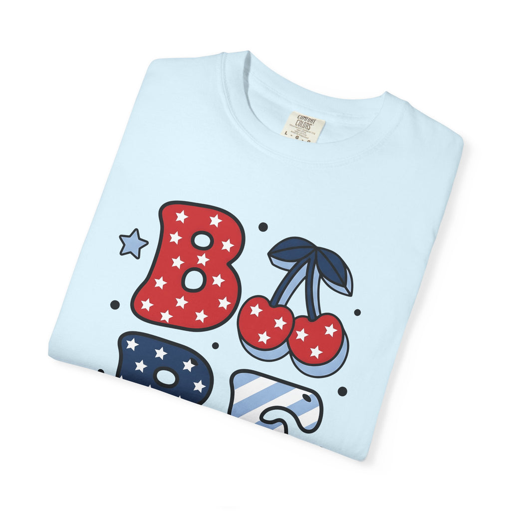 Cherry Star Graphic Shirt 4th Of July Patriotic Gift Women Cartoon Tee Cherry Graphic T-Shirt Independence Day Fan Comic Tshirt American