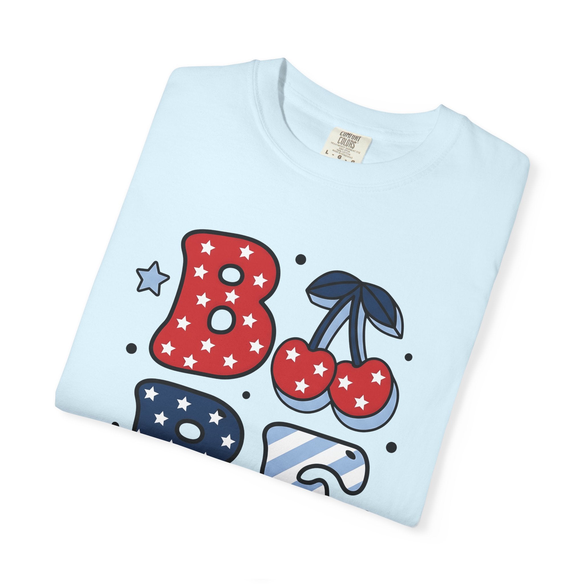 Cherry Star Graphic Shirt 4th Of July Patriotic Gift Women Cartoon Tee Cherry Graphic T-Shirt Independence Day Fan Comic Tshirt American