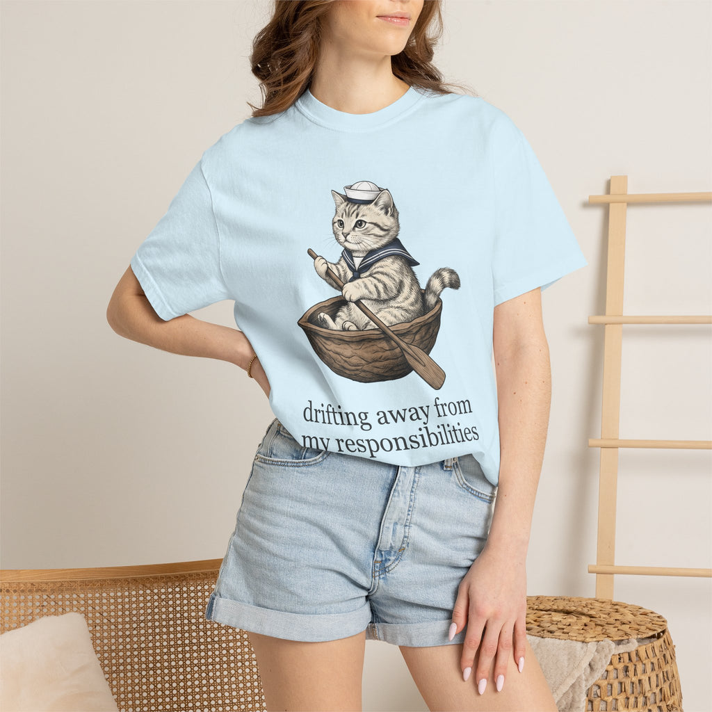 Pirate Cat Shirt Cat Joke Gift Women Classic Tee Swashbuckler T-Shirt Kitty Fan Feline Tshirt Pun Graphic Doodle Vessel Tshirt