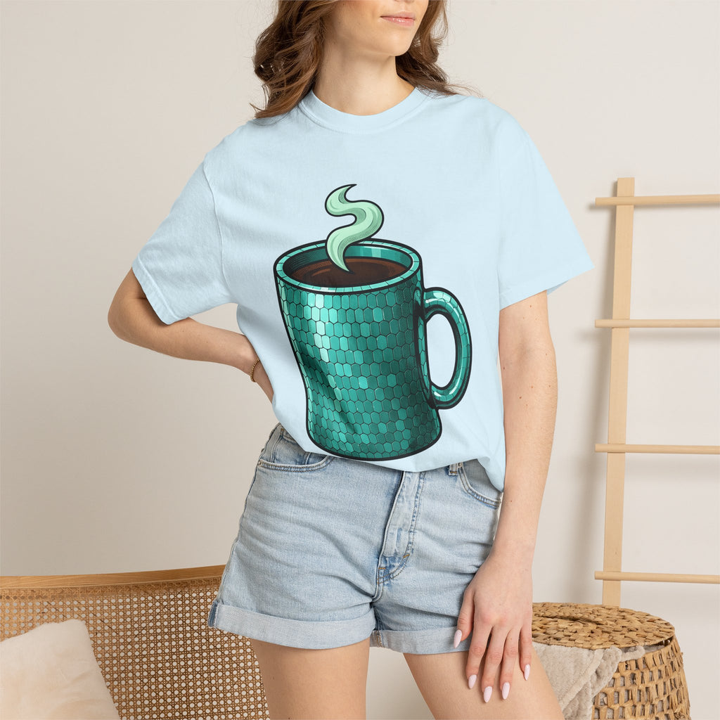 Coffee Mug Shirt Coffee Work Gift Women Cartoon Tee Mug T-Shirt Coffee Fan Cartoony Tshirt Office Graphic Retro Honeycomb Tshirt