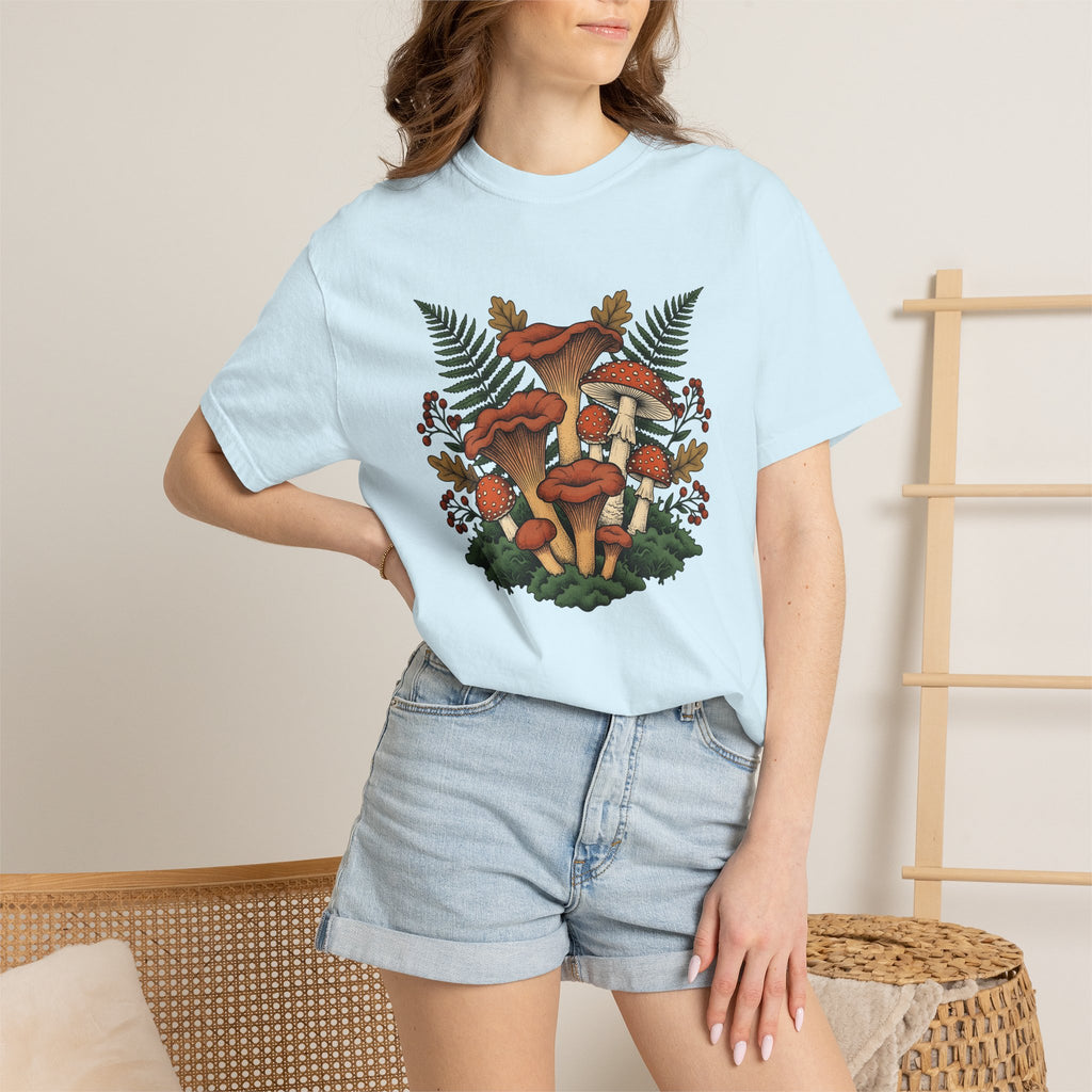 Woodland Fungus Shirt Botanical Ecosystem Gift Women Illustrated Tee Mushroom T-Shirt Botany Enthusiast Drawing Tshirt Environment Graphic