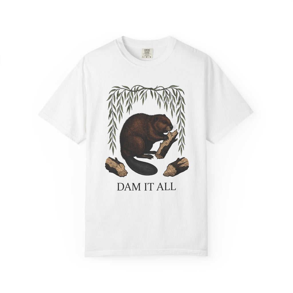 Beaver Artwork Shirt Animals Environment Gift Women Old School Tee Beaver T-Shirt Wildlife Fan Vintage Tshirt Eco Graphic Ink Willow Leaves