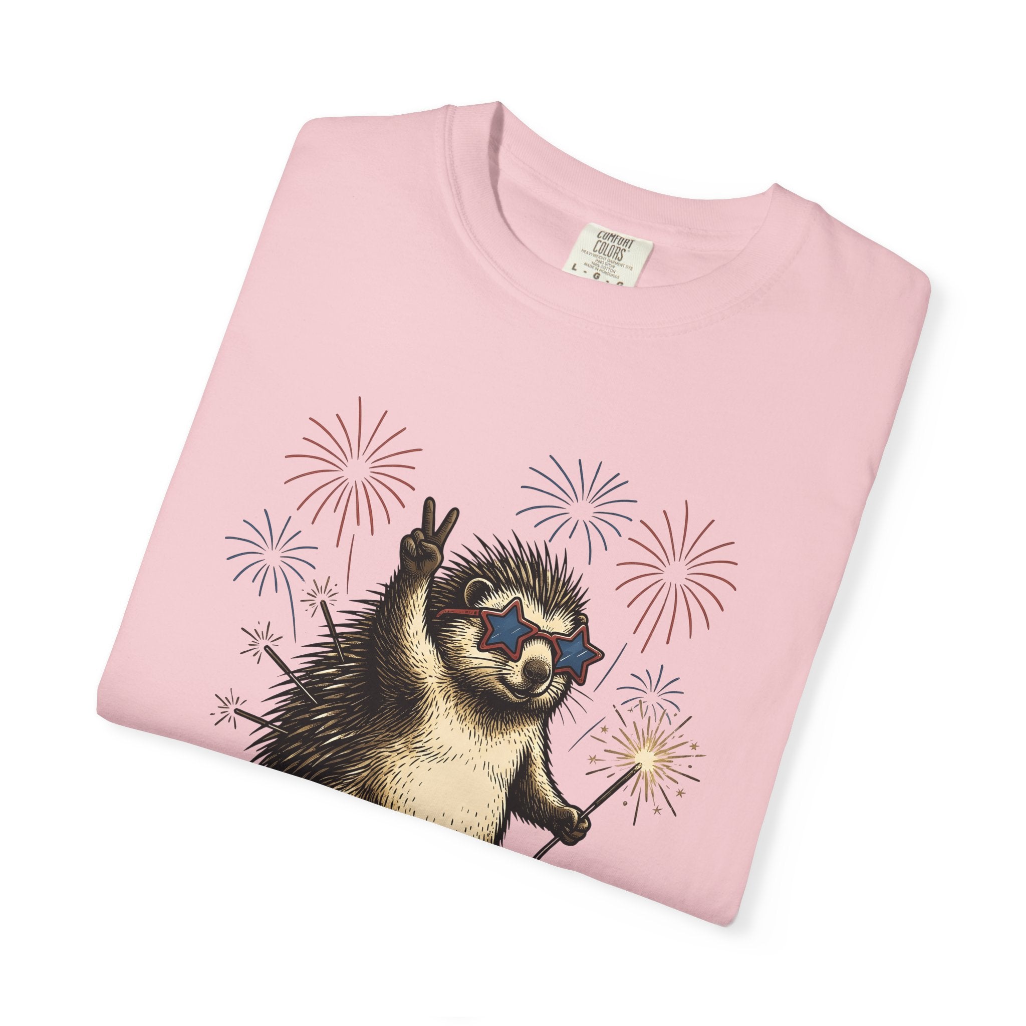 Porcupine Shirt 4th Of July Independence Gift Women Classic Tee Quill T-Shirt Patriotic Fan Retro Tshirt Liberty Graphic Doodle Fireworks