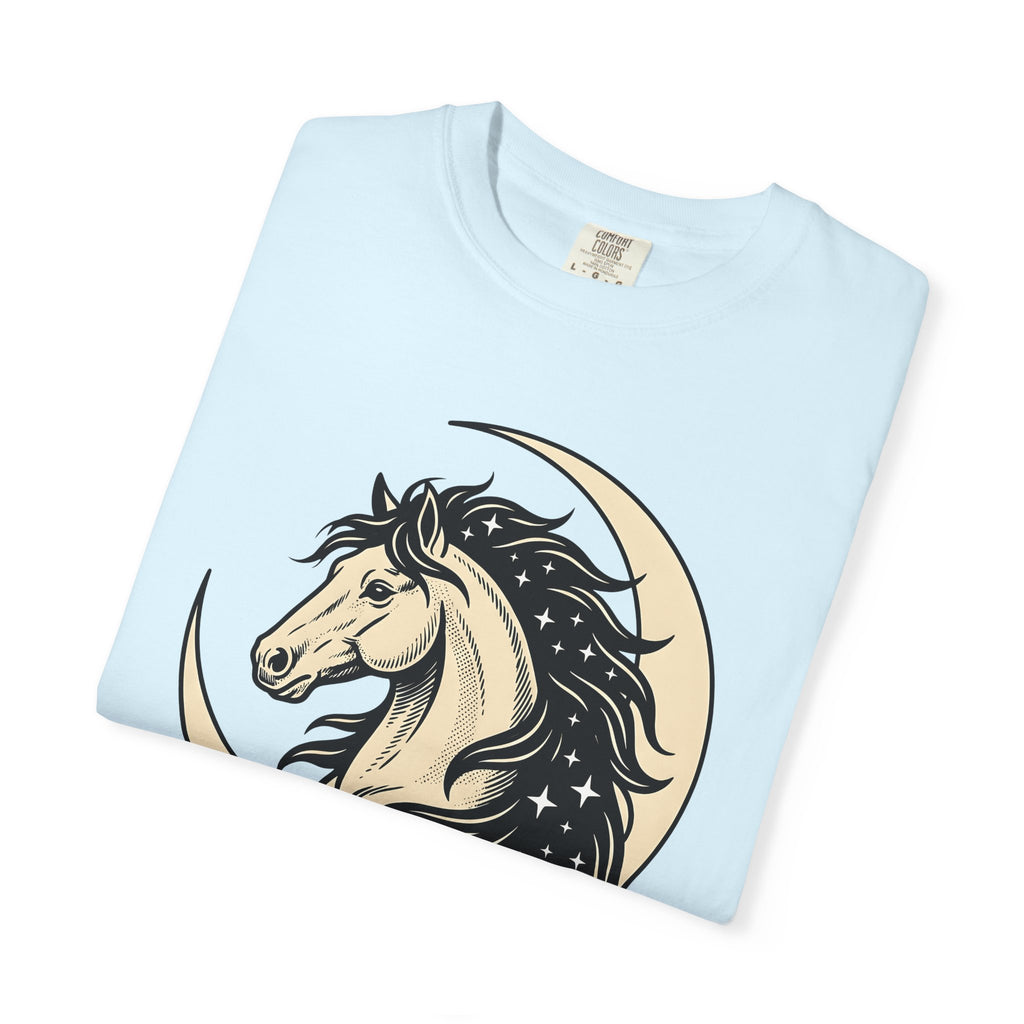 Horse Moon Shirt Cowgirl Wildlife Gift Women Hand Drawn Tee Equine T-Shirt Cowboy Fan Rodeo Tshirt Animal Graphic Country Starry Sky Tshirt