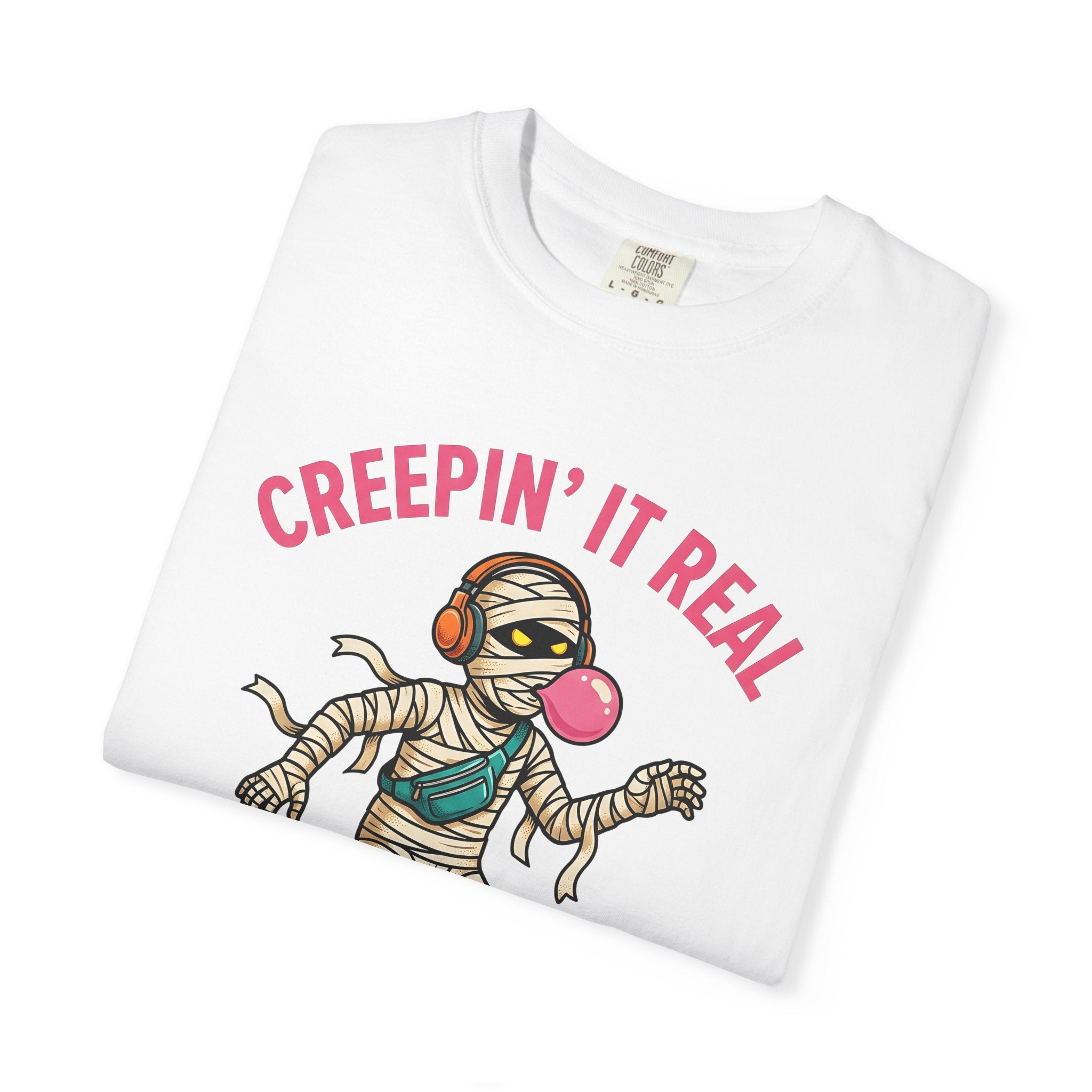 Wrapped Skater Shirt Halloween Joke Gift Women Comic Tee Skater T-Shirt Horror Fan Comic Book Tshirt Pun Graphic Vintage Earbuds Tshirt