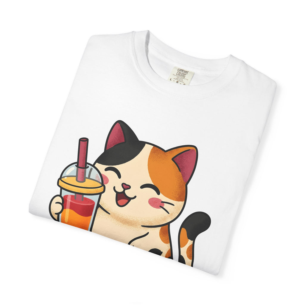 Tortoiseshell Cat Shirt Coffee Pets Gift Women Cute Tee Cat T-Shirt Coffee Fan Cat Tshirt Animal Graphic Comic Boba Tea Tshirt