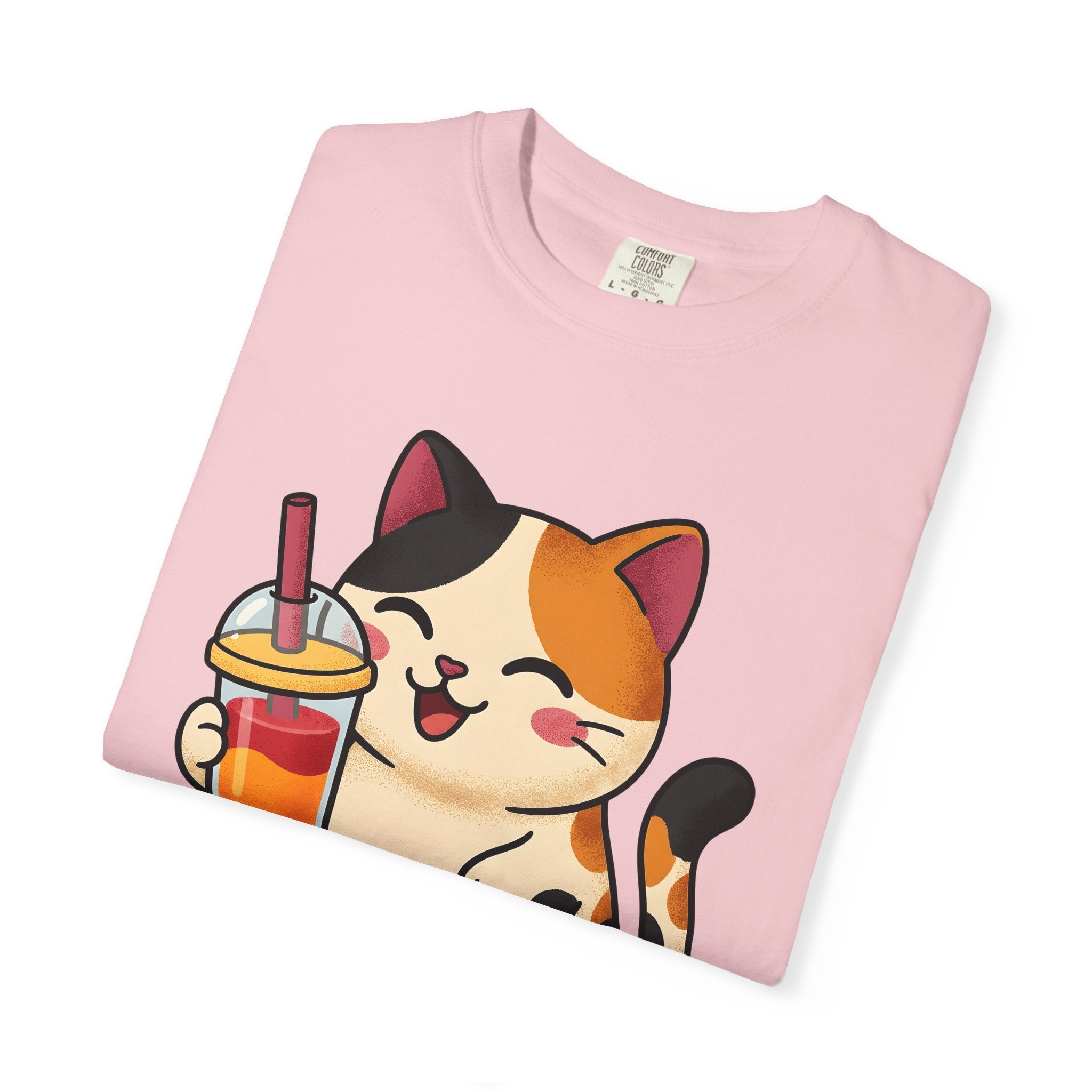 Tortoiseshell Cat Shirt Coffee Pets Gift Women Cute Tee Cat T-Shirt Coffee Fan Cat Tshirt Animal Graphic Comic Boba Tea Tshirt