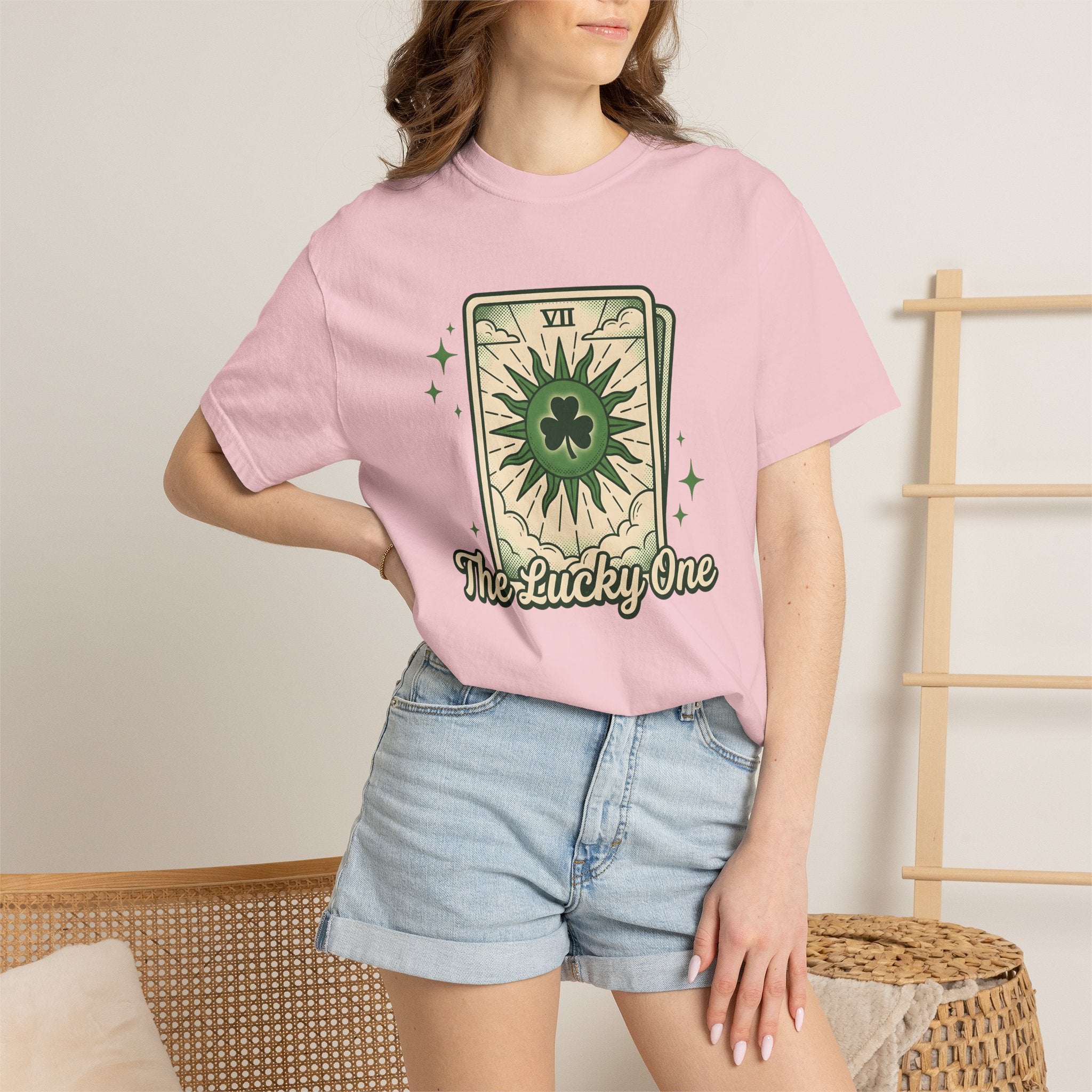 Tarot Card Clover Shirt St. Patrick's Day Luck Gift Women Vintage Tee Shamrock T-Shirt Irish Fan Retro Illustration Fortune Graphic Retro
