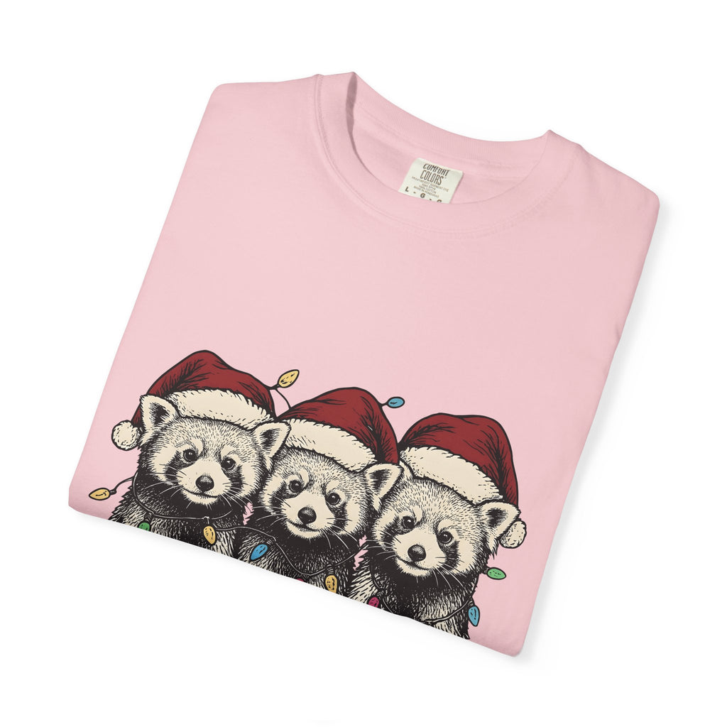 Red Panda Family Shirt Christmas Fauna Gift Women Illustration Tee Panda T-Shirt Christmas Fan Drawing Tshirt Wildlife Graphic Doodle