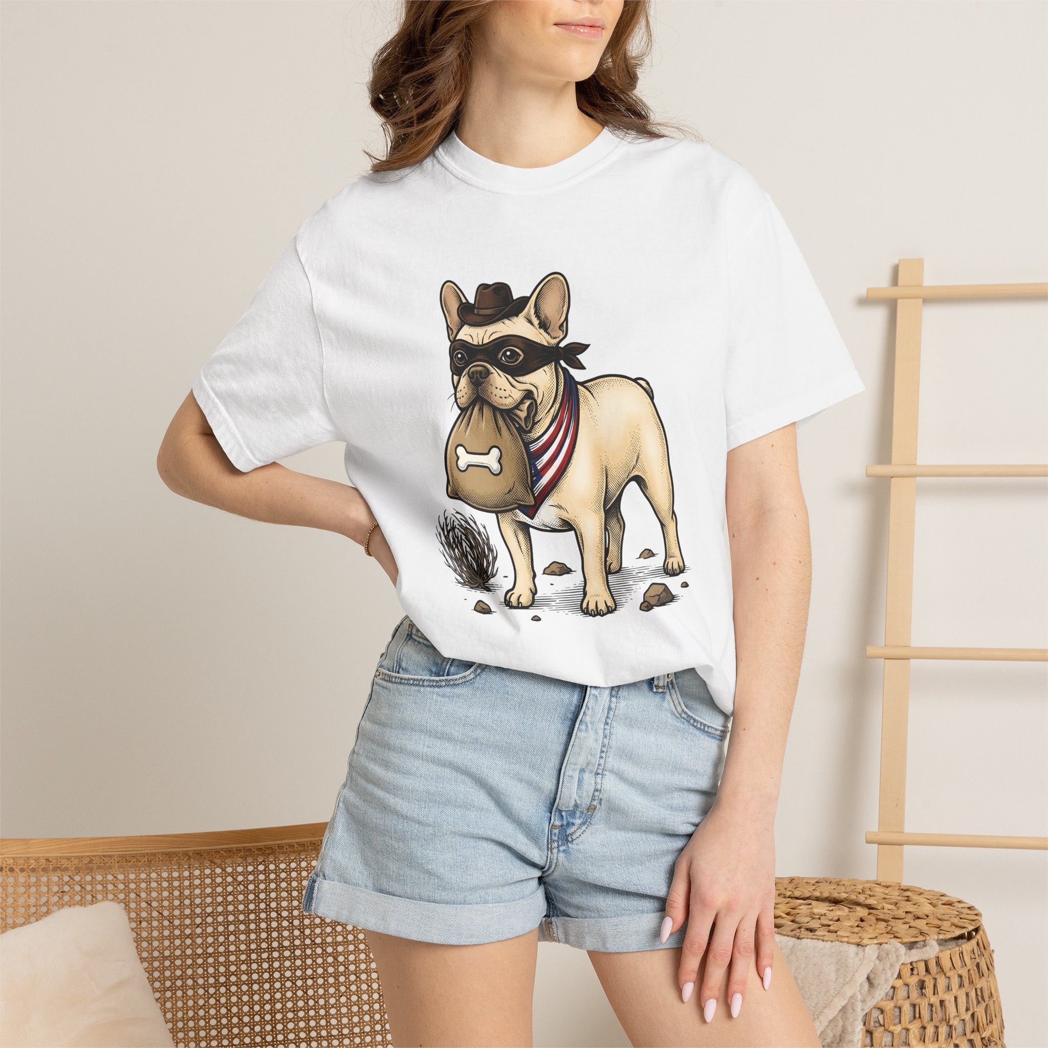French Bulldog Shirt Dog Ranch Gift Women Animated Tee Bulldog T-Shirt Dog Fan Cartoon Tshirt Farm Graphic Old School Western Hat Tshirt
