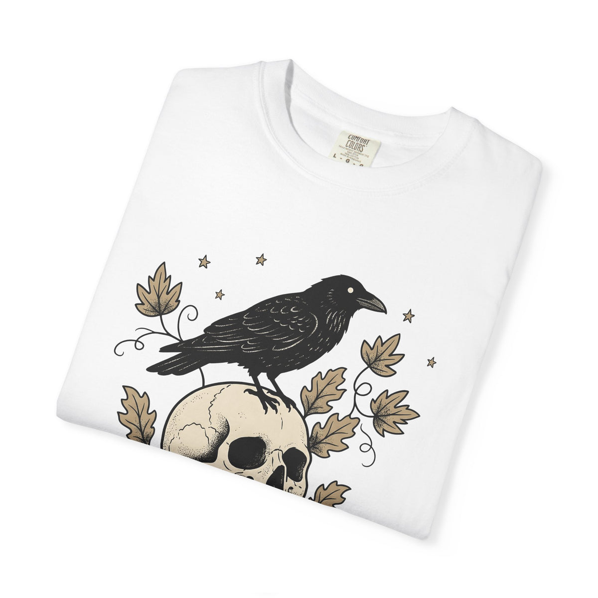 Raven Bone Shirt Halloween Gothic Art Gift Women Illustrative Tattoo Tee Crow T-Shirt Horror Fan Corvid Tshirt Dark Graphic Classic Vintage