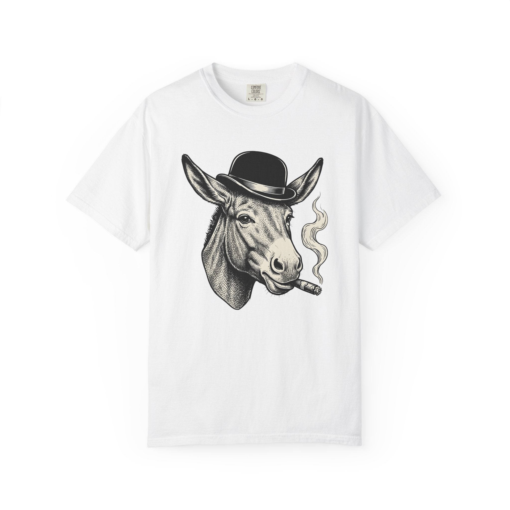 Donkey Hat Shirt Animal Humor Gift Women Vintage Tee Burro T-Shirt Pet Fan Retro Tshirt Funny Graphic Hand Drawn Cigar Tshirt