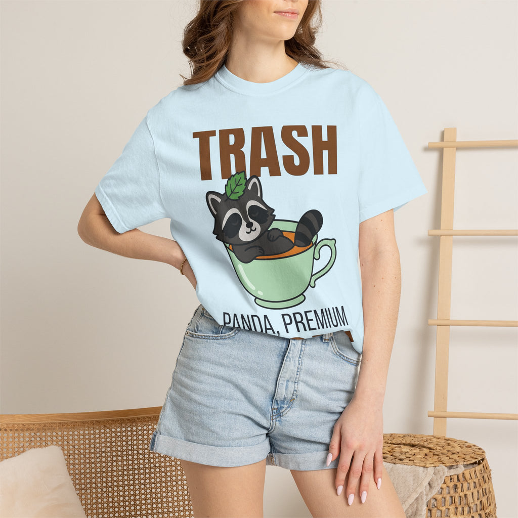 Raccoon Tea Cup Shirt Animals Cappuccino Gift Women Playful Tee Trash Panda T-Shirt Wildlife Fan Critter Tshirt Coffee Graphic Sketch Plant