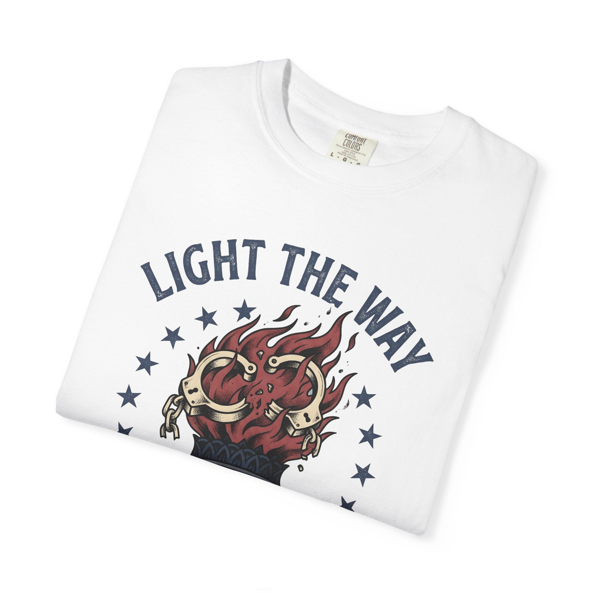 Freedom Torch Shirt America Liberty Gift Women Retro Tee Torchlight T-Shirt American Fan Vintage Tshirt Freedom Graphic Sketch Open Chains