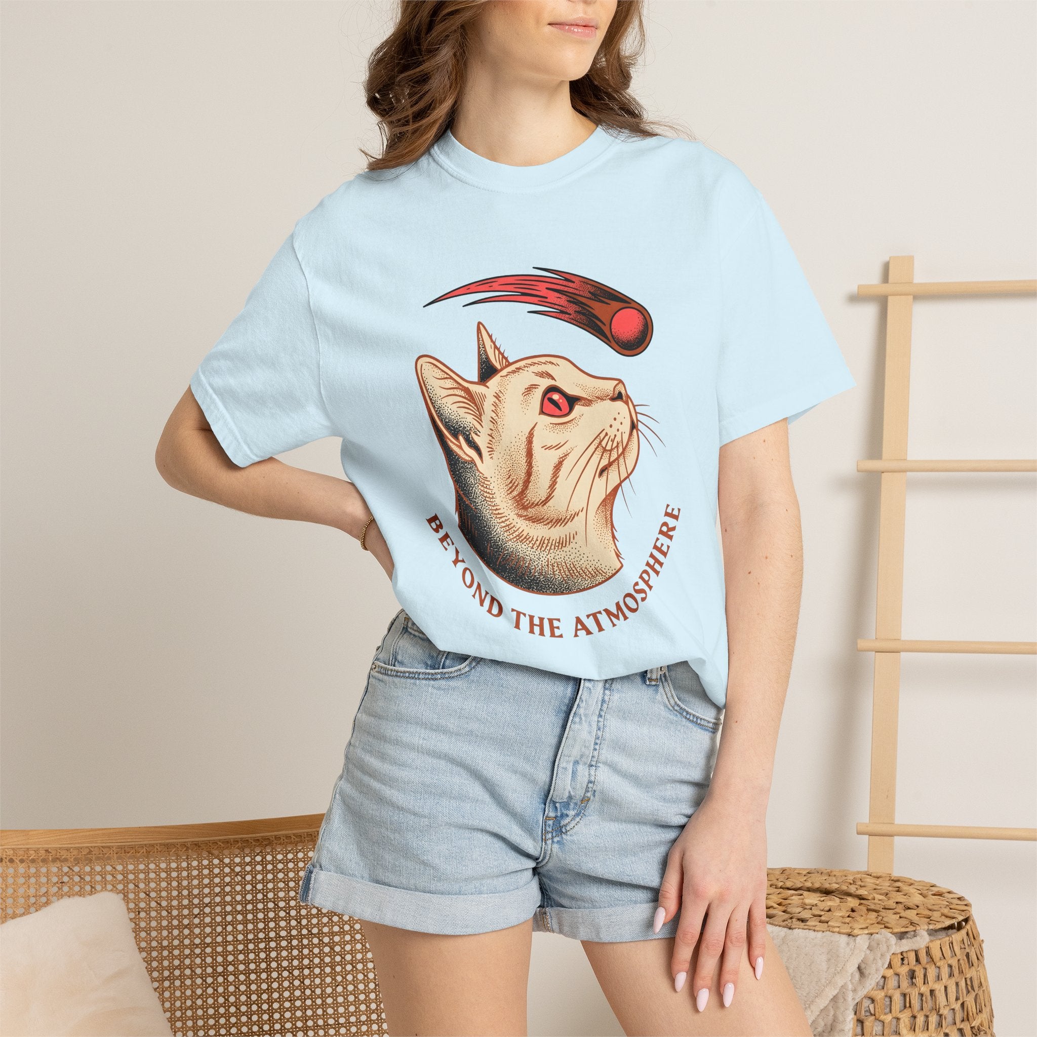 Cat Head Shirt Cat Space Gift Women Vintage Tee Kitten T-Shirt Feline Fan Retro Tshirt Astronomy Graphic Tshirt Retro Comet Tshirt