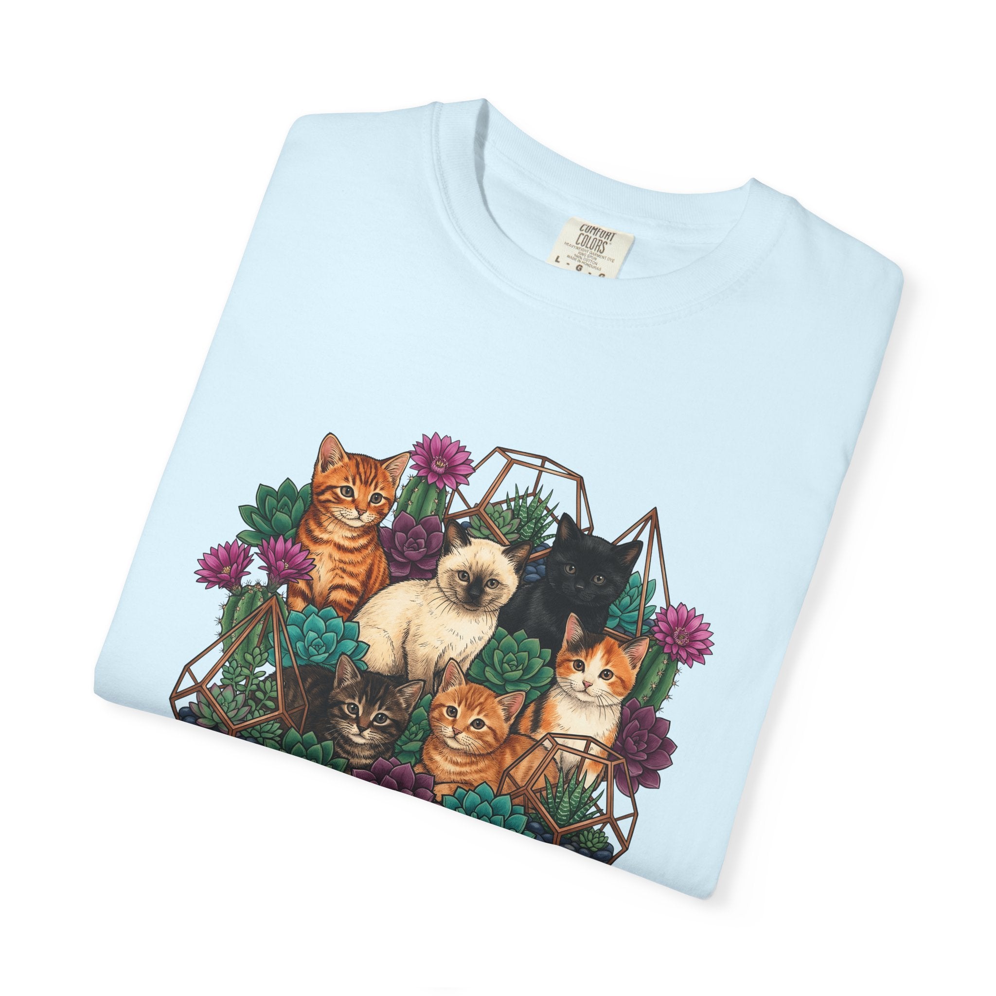Cats Cluster Shirt Cat Bouquet Gift Women Leafy Tee Kittens T-Shirt Cat Fan Foliage Tshirt Floral Graphic Antique Aloe Tshirt