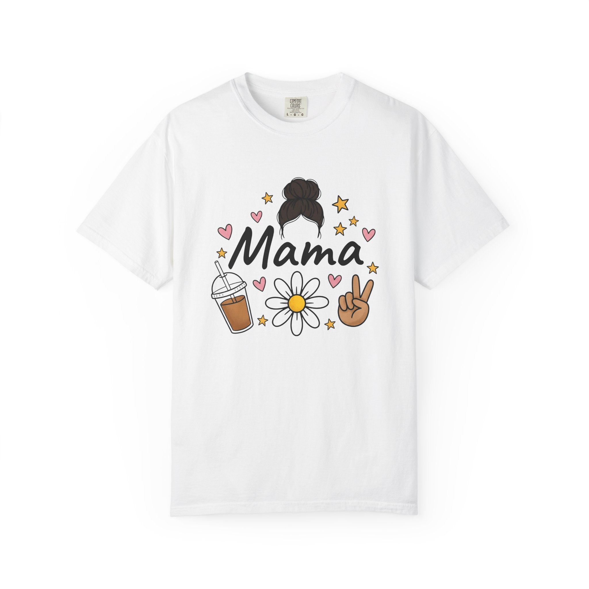 Mom Bun Shirt Mom Coffee Gift Women Doodle Tee Top Knot T-Shirt Motherhood Fan Hand Drawn Tshirt Caffeine Graphic Retro Daisy Tshirt