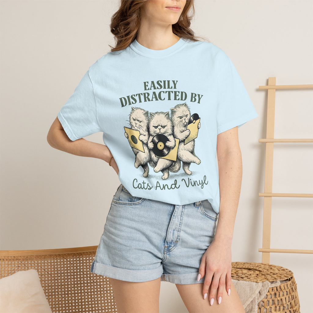 Persian Cats Shirt Cat Music Gift Women Vintage Tee Persian Cat T-Shirt Feline Fan Vintage Style Tshirt Music Graphic Hand Drawn Vinyl