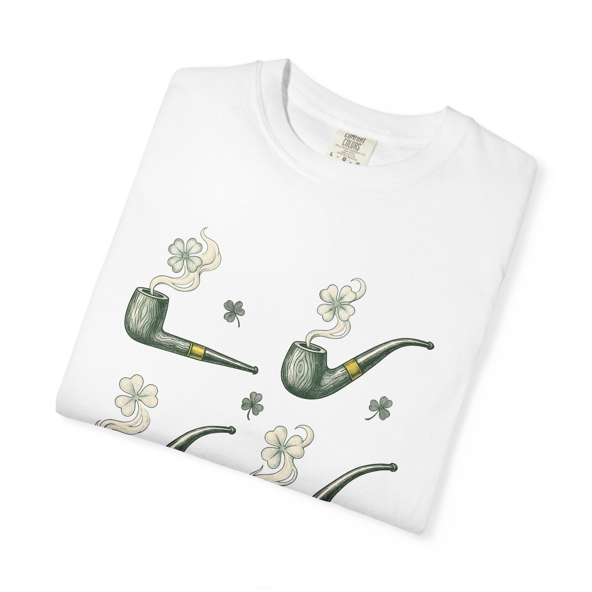 Tobacco Pipe Clover Shirt St Patrick's Day Celtic Gift Women Retro Tee Shamrock T-Shirt Luck Fan Vintage Tshirt Celtic Graphic Sketch Four