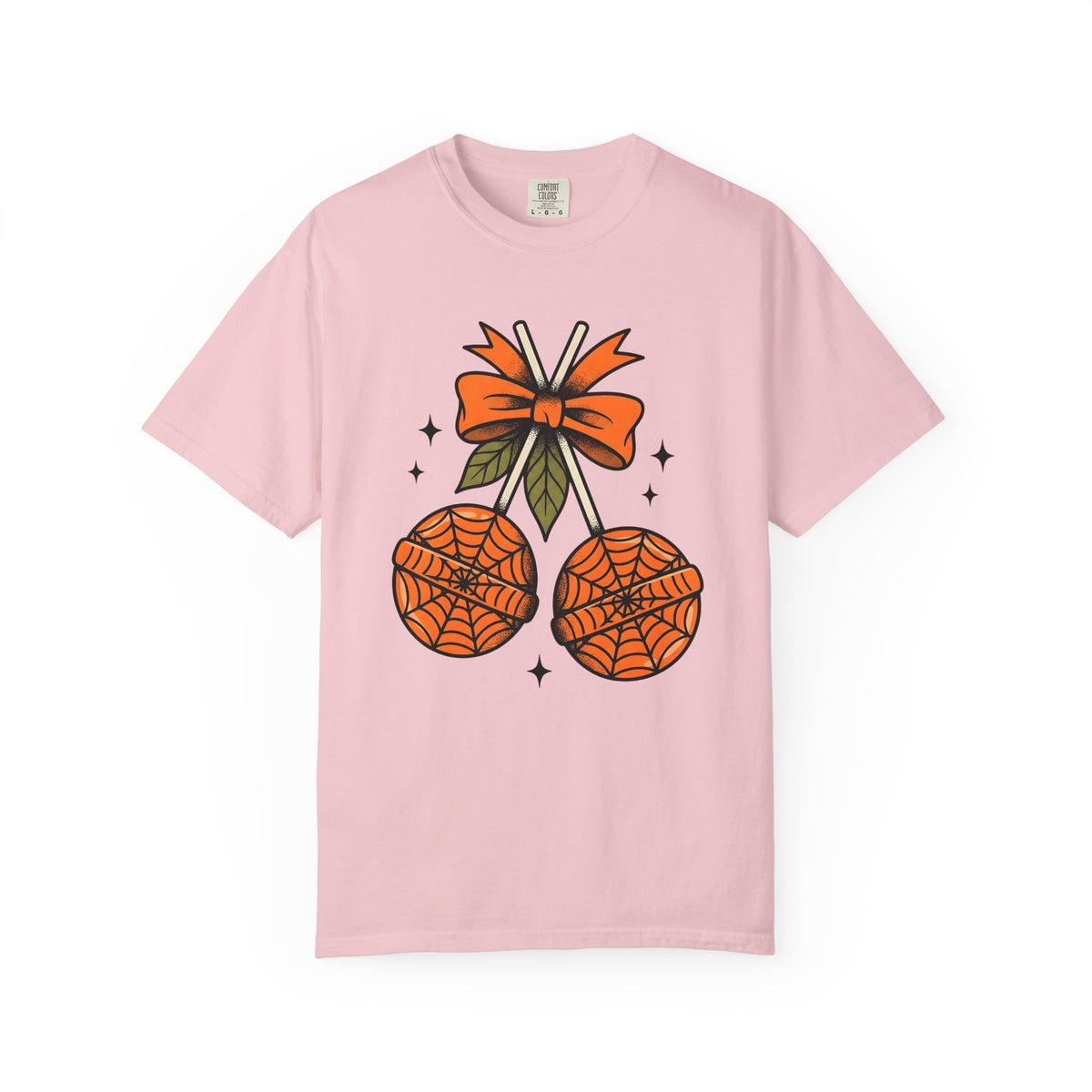 Spiderweb Candy Shirt Halloween Sweets Gift Women Traditional Tee Candy T-Shirt Halloween Fan Vintage Tshirt Dessert Graphic Retro Orange