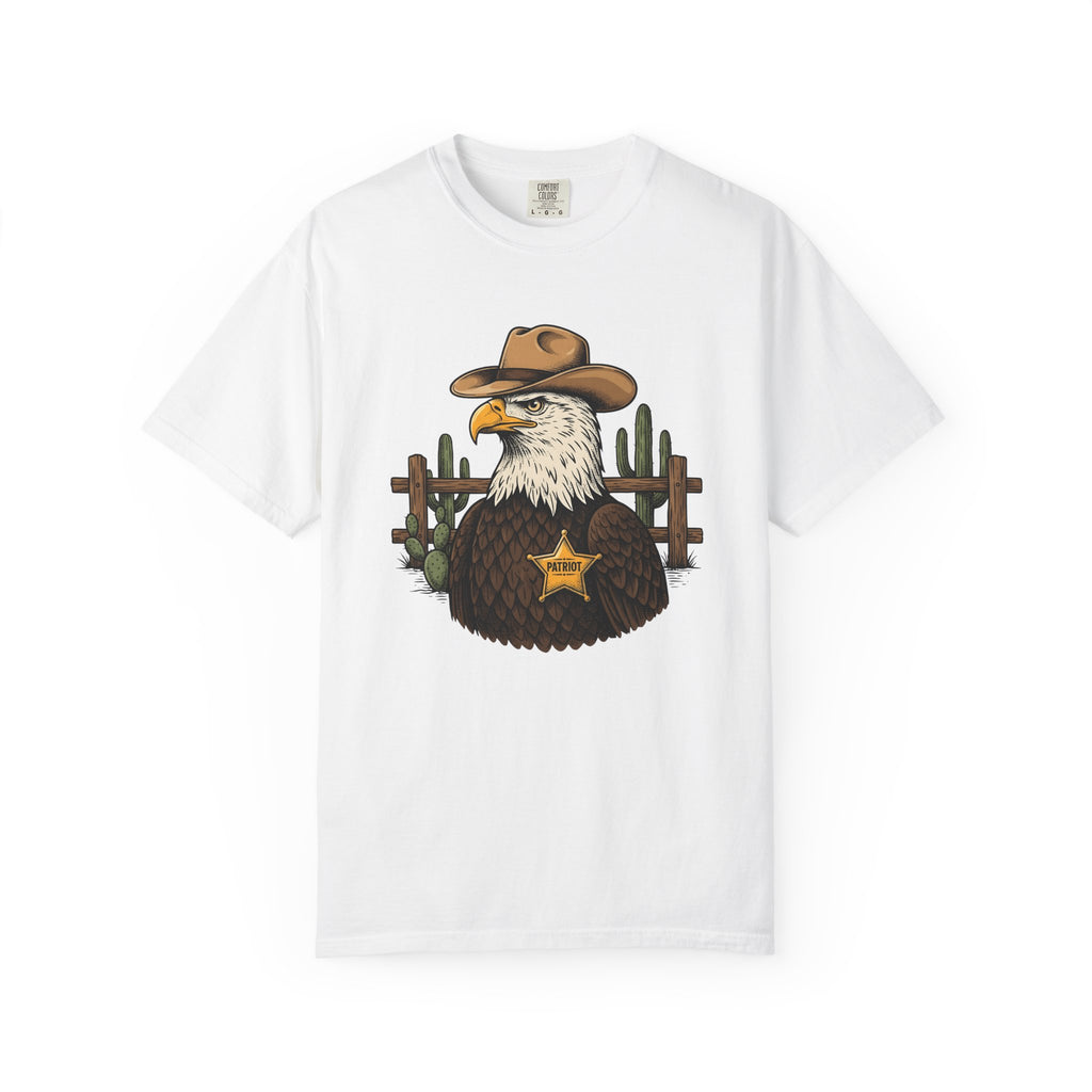 Eagle Cowboy Shirt Patriot Western Gift Women Vintage Tee Bald Eagle T-Shirt Nationalist Fan Distressed Tshirt Rodeo Graphic Retro Sheriff