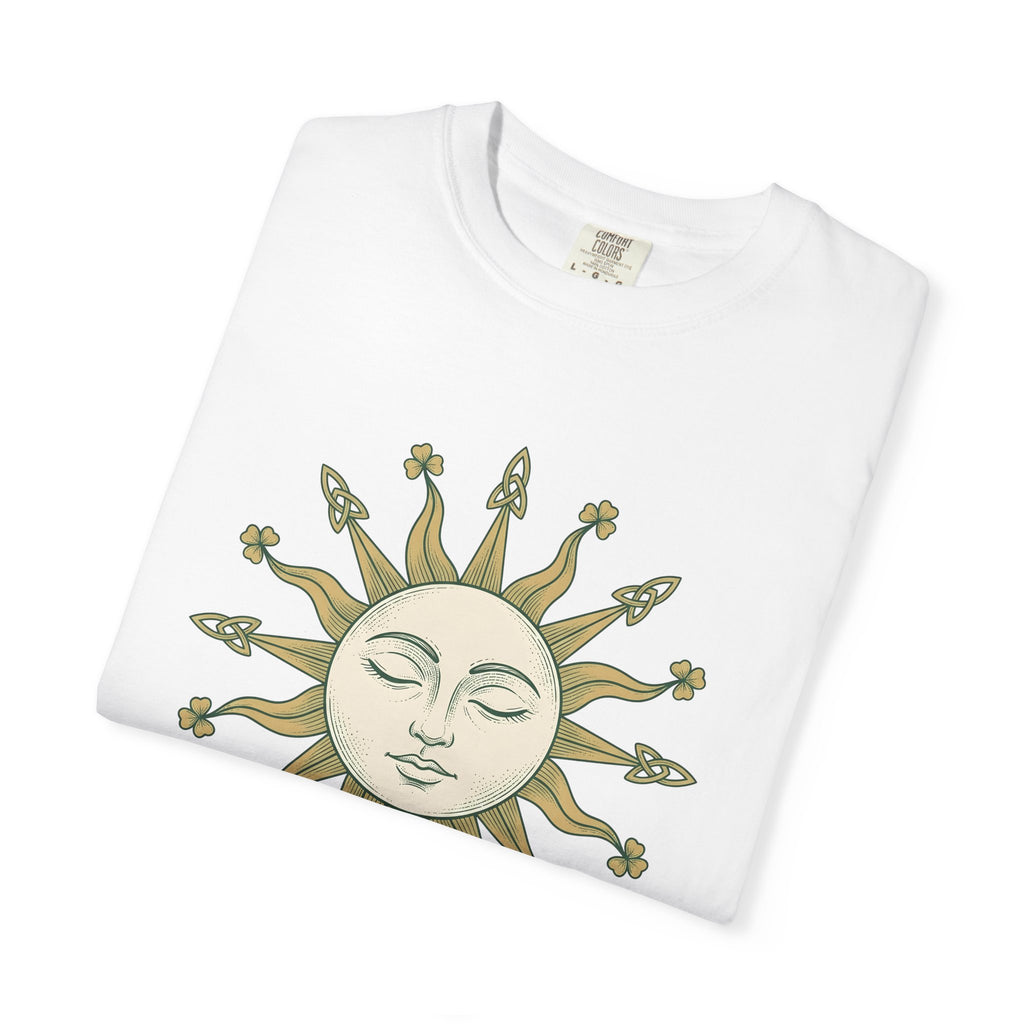 Sun Face Shirt St Patrick's Day Celestial Gift Women Boho Tee Sun T-Shirt Shamrock Fan Galaxy Graphic Tshirt Vintage Shamrock Tshirt