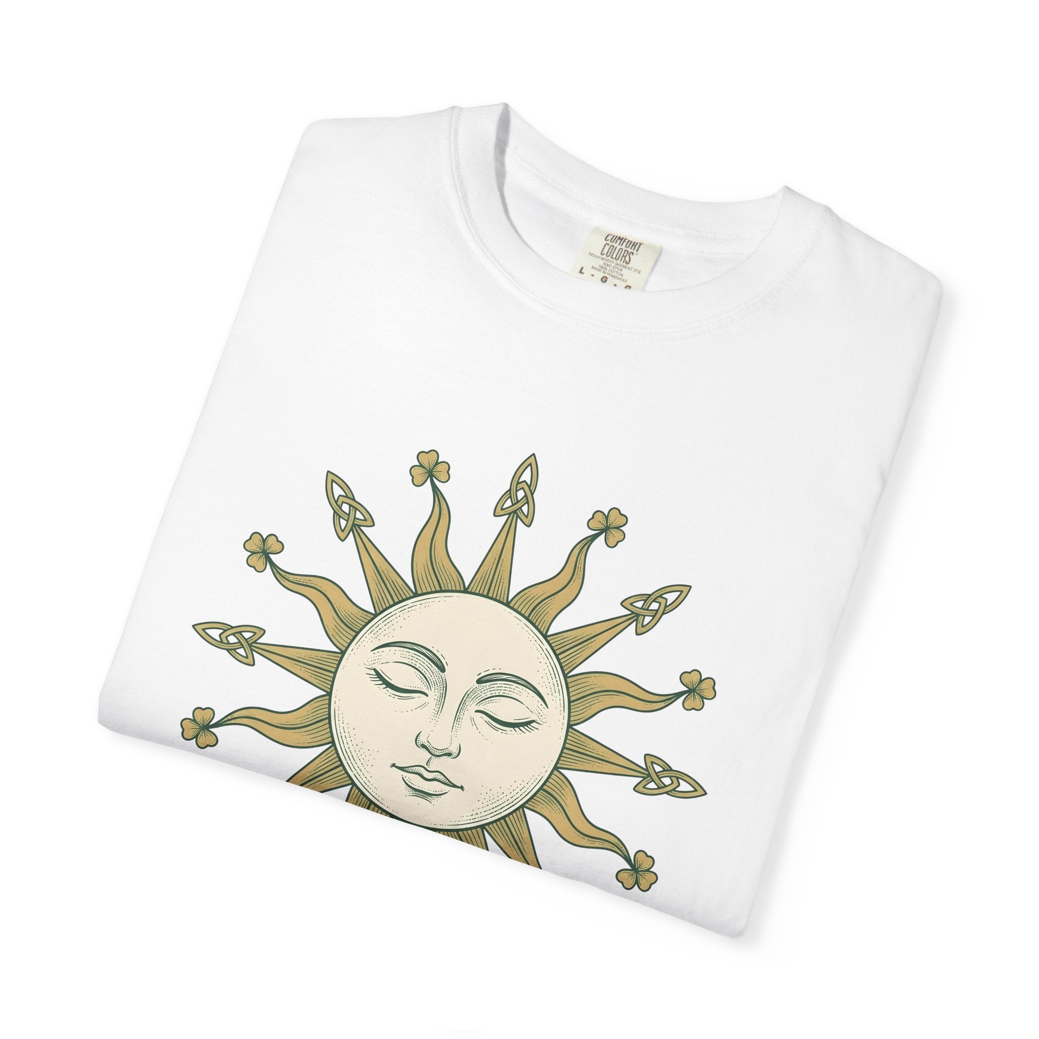 Sun Face Shirt St Patrick's Day Celestial Gift Women Boho Tee Sun T-Shirt Shamrock Fan Galaxy Graphic Tshirt Vintage Shamrock Tshirt
