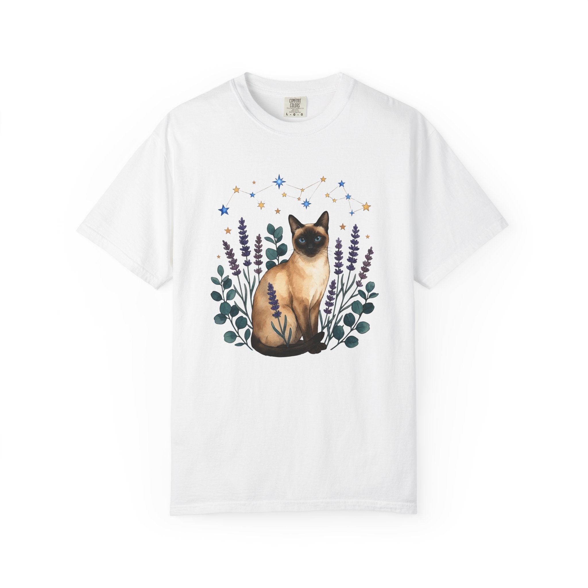 Siamese Cat Shirt Cat Astrology Gift Women Watercolor Tee Cat T-Shirt Cat Fan Zodiac Graphic Cat Boho Lavender Tshirt