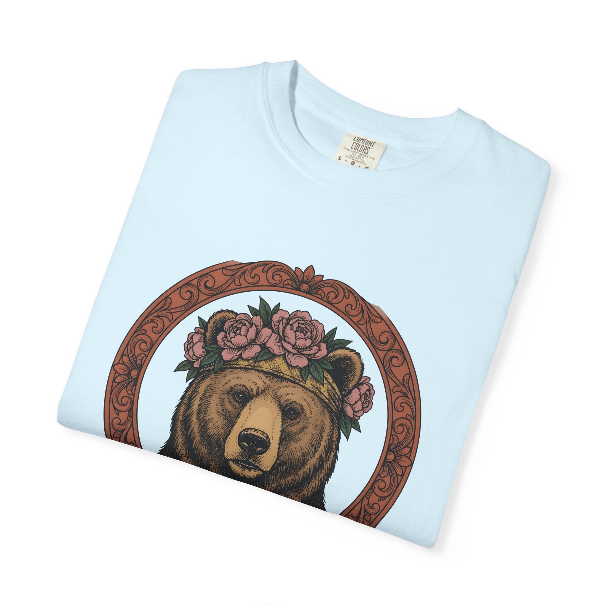 Bear Floral Crown Shirt Animals & Flowers Nature Gift Women Boho Tee Bear T-Shirt Wildlife Fan Bohemian Tshirt Environmental Graphic Vintage