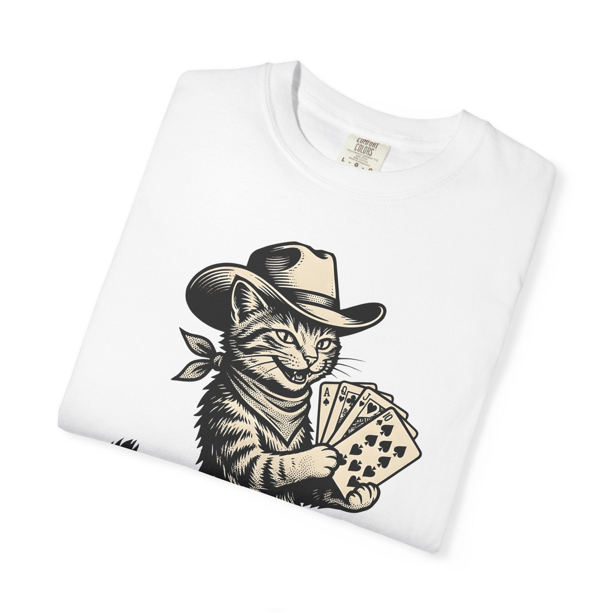 Country Cat Shirt Cat Frontier Gift Women Antique Tee Kitty T-Shirt Feline Fan Vintage Tshirt Western Graphic Outline Playing Card Tshirt