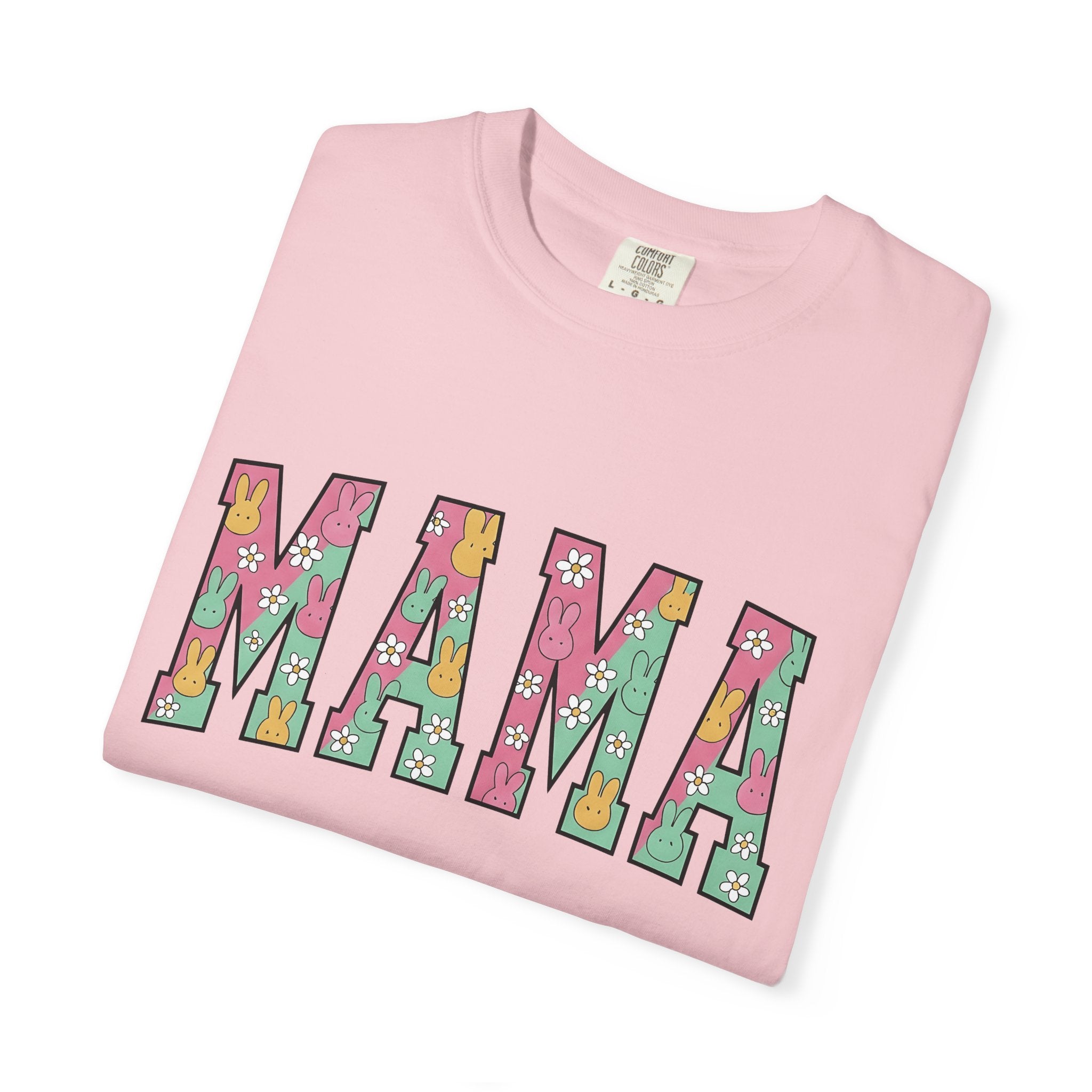 Rabbit Floral Print Shirt Easter Mother Gift Women Kawaii Tee Bunny T-Shirt Easter Fan Cute Tshirt Mom Graphic Soft Colors Daisy Bouquet